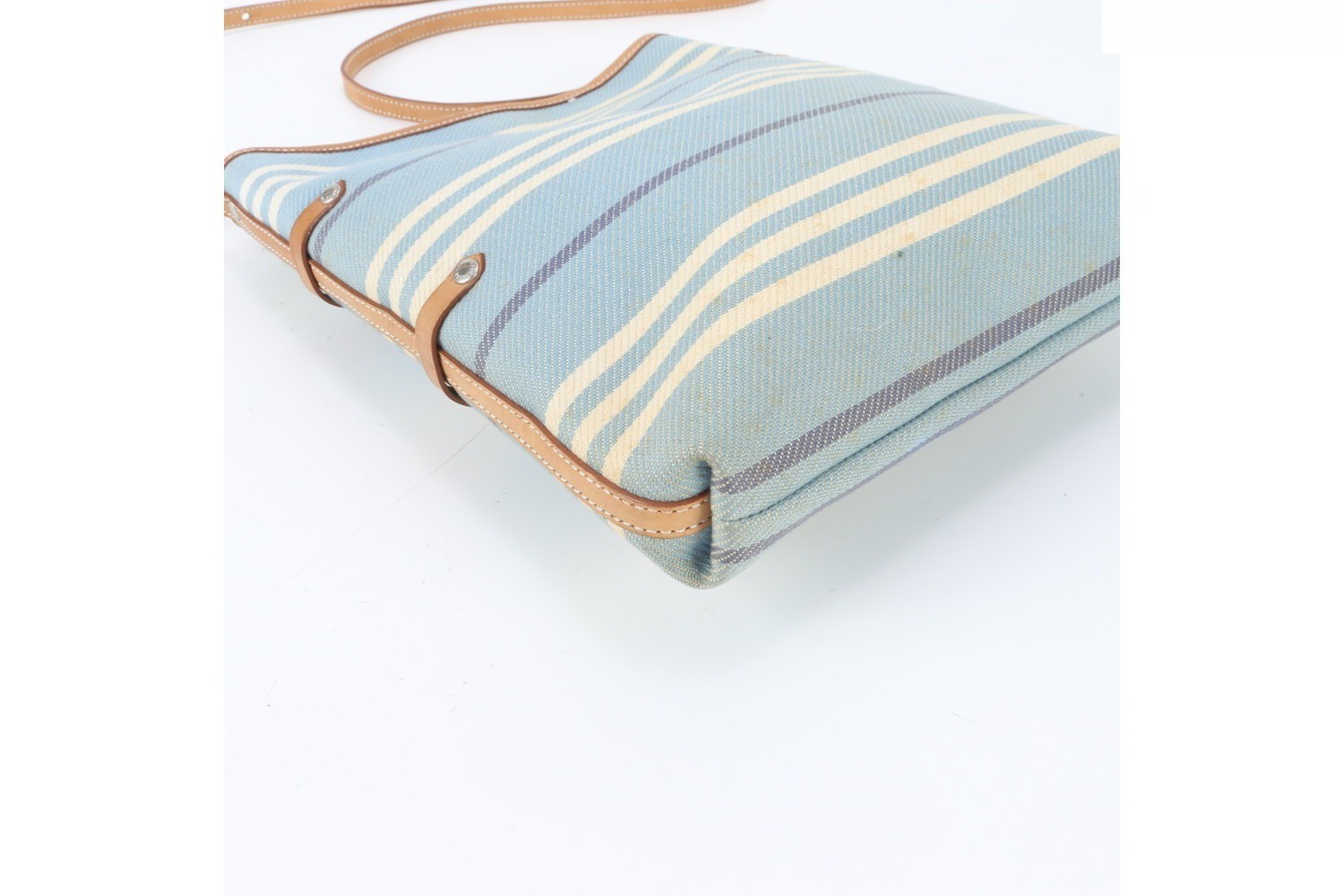 Striped leather and canvas shoulder bag, cross-body bag. — view 4