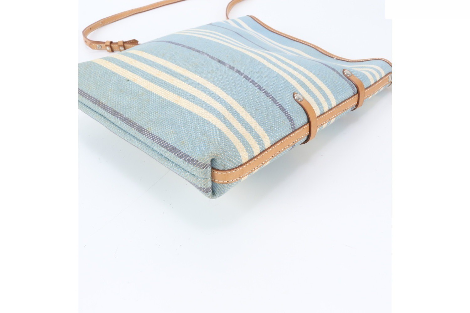 Striped leather and canvas shoulder bag, cross-body bag. — view 5