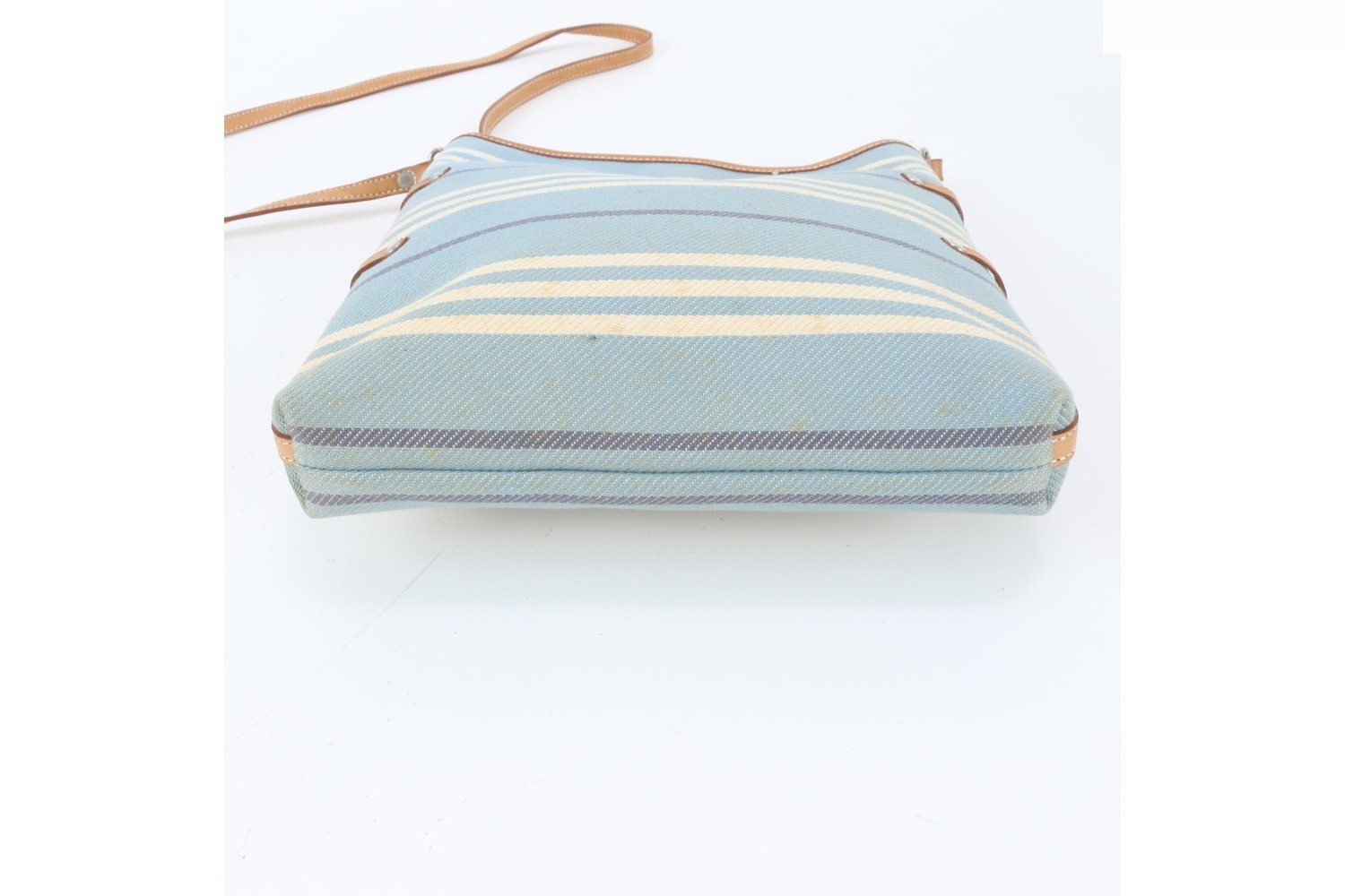 Striped leather and canvas shoulder bag, cross-body bag. — view 6