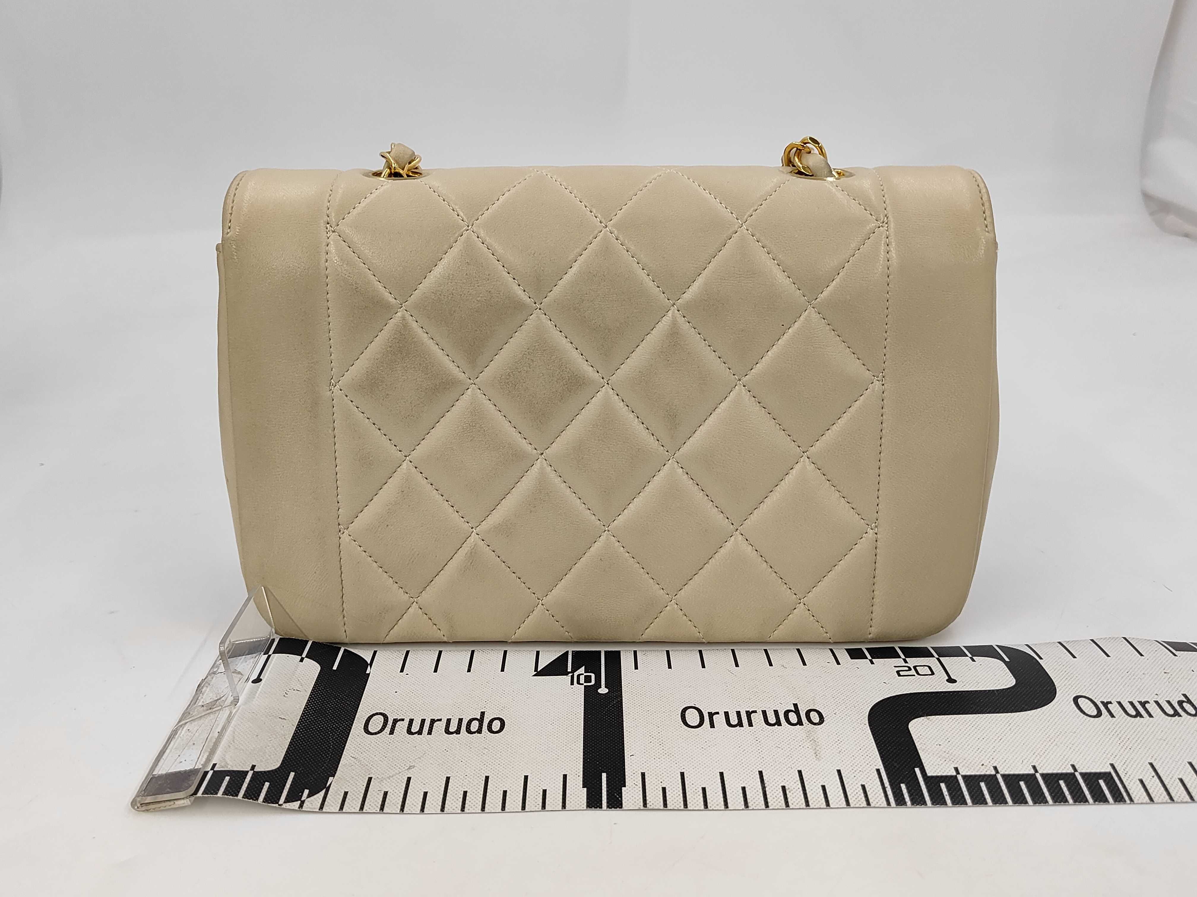 Chanel Diana Flap Matelassé Chain Shoulder Bag with Authenticity Card, Box, and Dust Bag, Beige Shoulder Bag — view 2