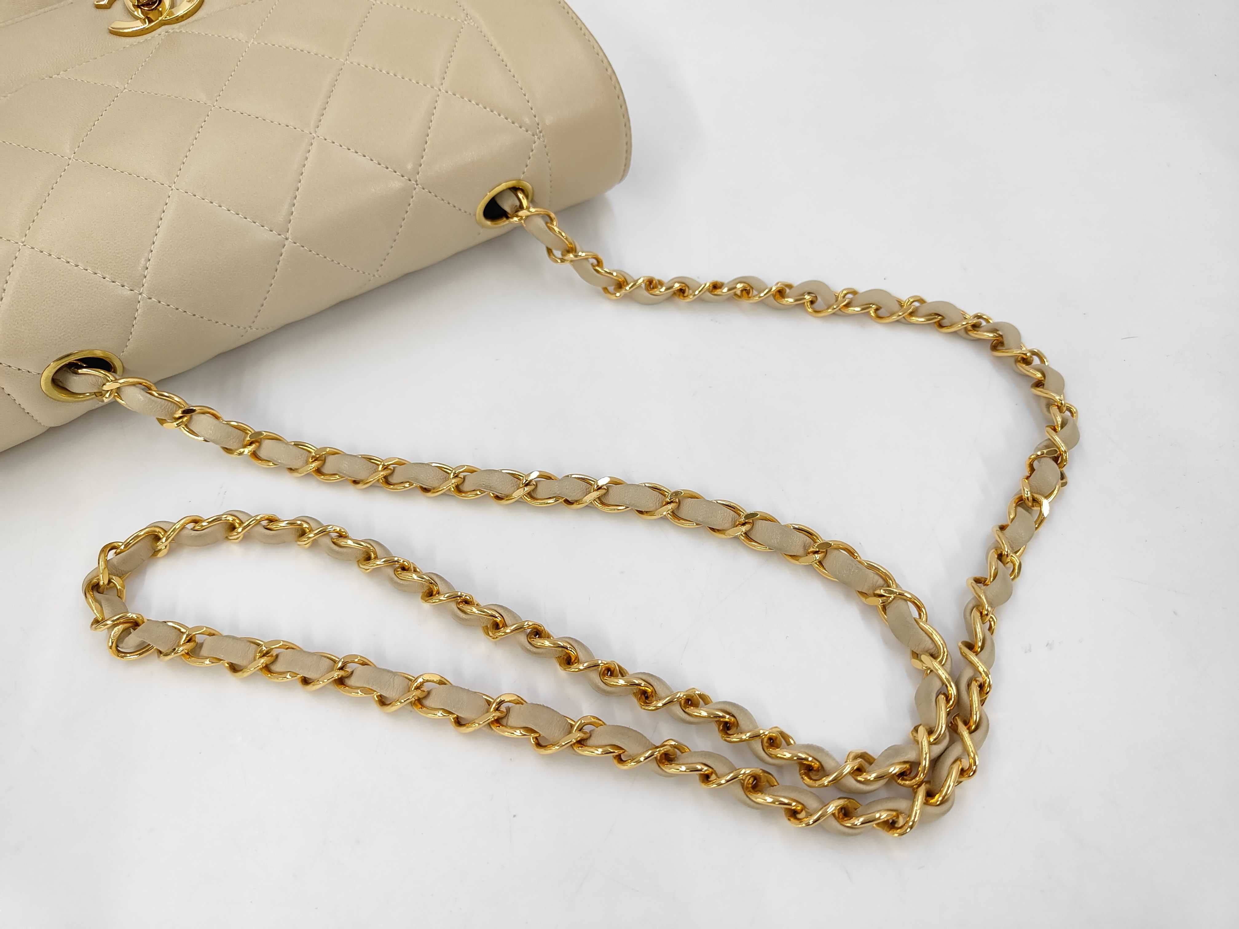 Chanel Diana Flap Matelassé Chain Shoulder Bag with Authenticity Card, Box, and Dust Bag, Beige Shoulder Bag — view 4