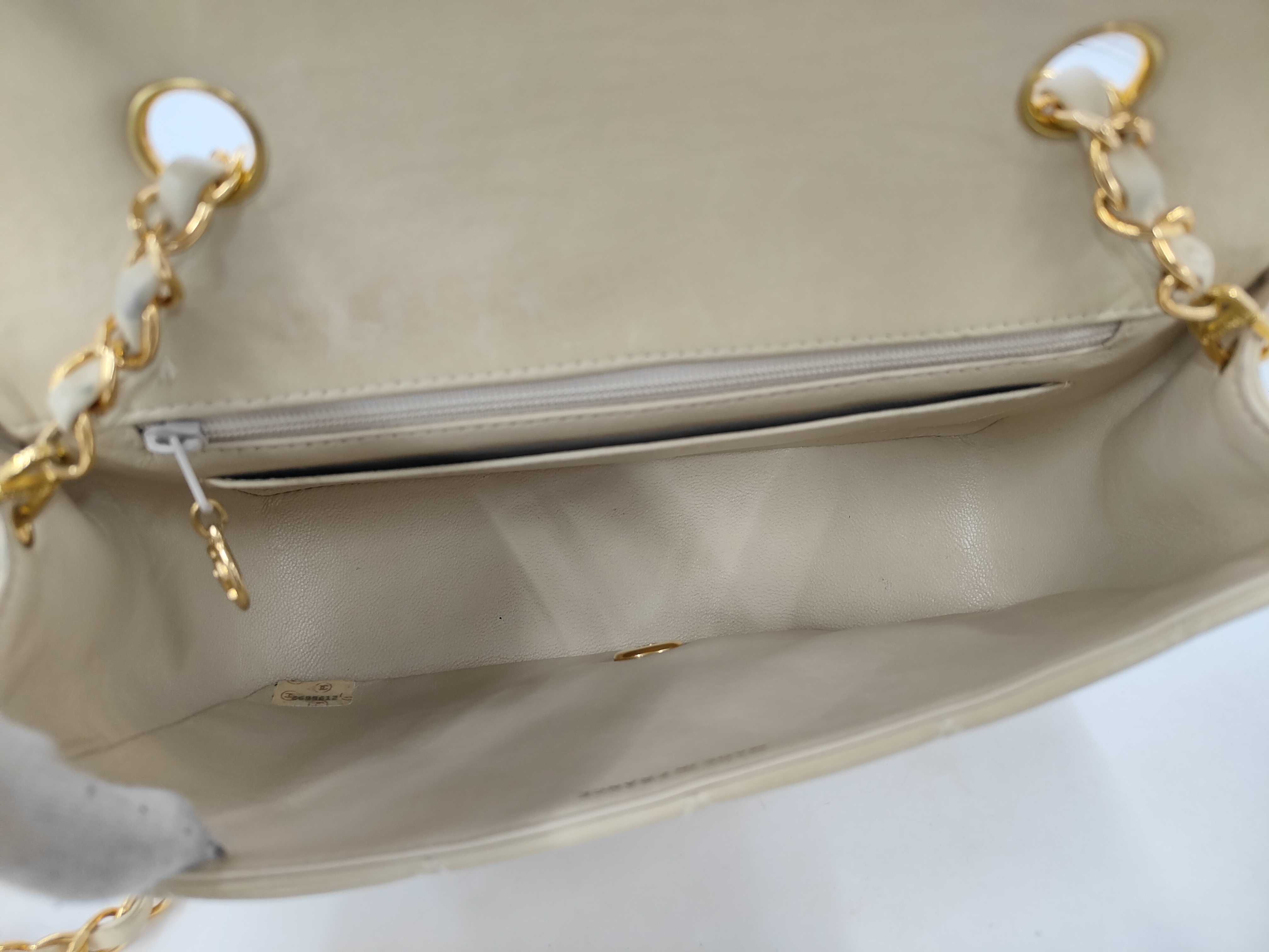 Chanel Diana Flap Matelassé Chain Shoulder Bag with Authenticity Card, Box, and Dust Bag, Beige Shoulder Bag — view 8
