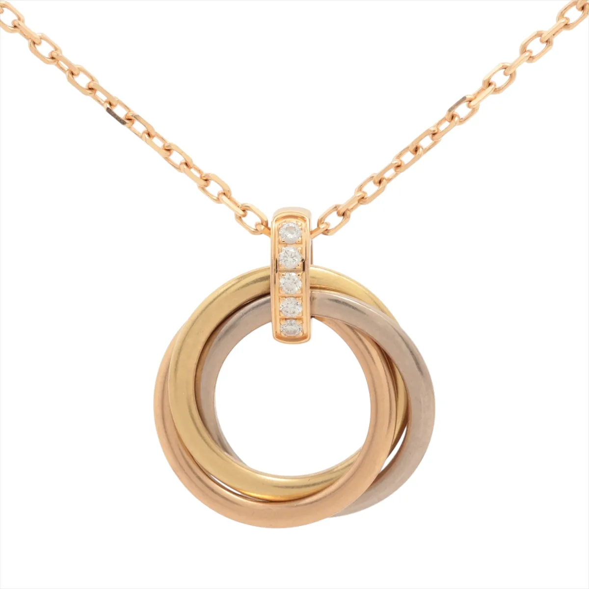 Trinity Diamond Necklace 750 (Yellow Gold x Pink Gold x White Gold) 9.2g NHP439