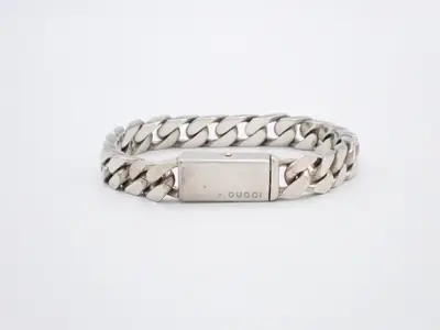 Cuban link bracelet, 925 sterling silver, 38.6g, stamped "18", actual size 17cm