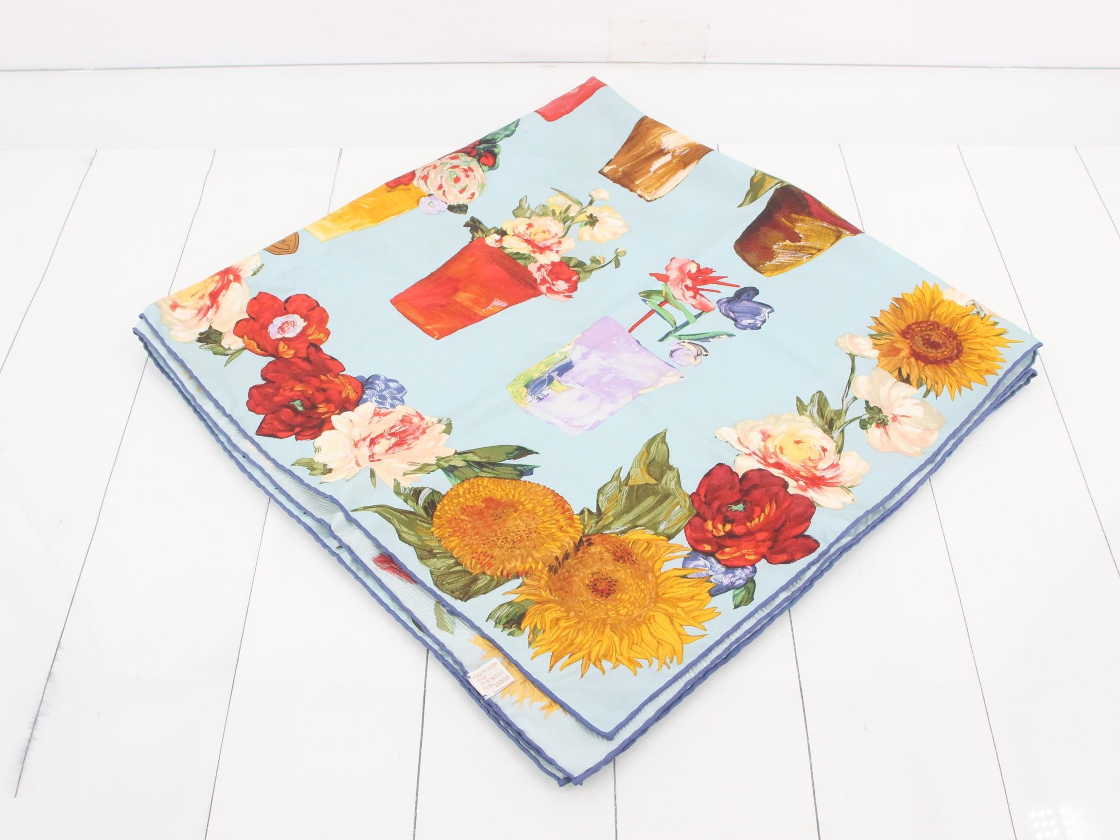 large silk scarf with floral pattern — view 2