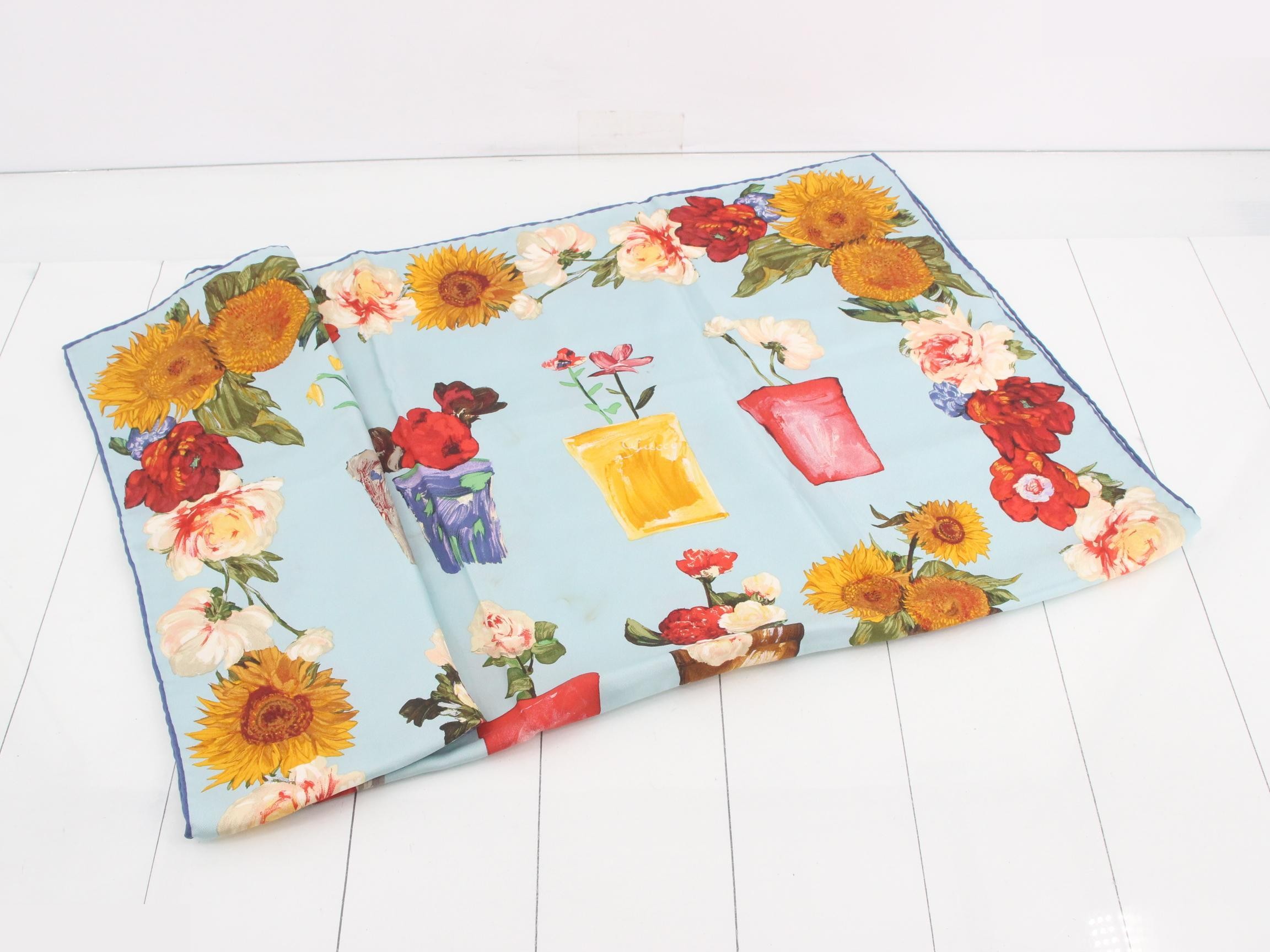 large silk scarf with floral pattern — view 3