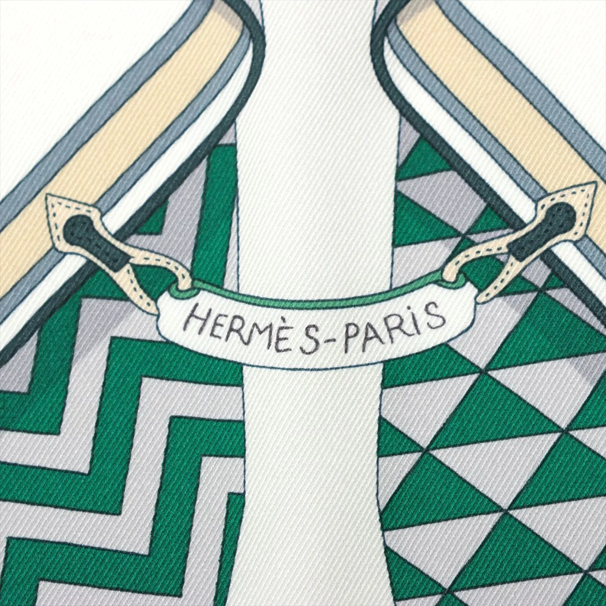 Carre 70 BOUQUETS SELLIER Saddle Craftsman's Bouquet Scarf Silk Green — view 6