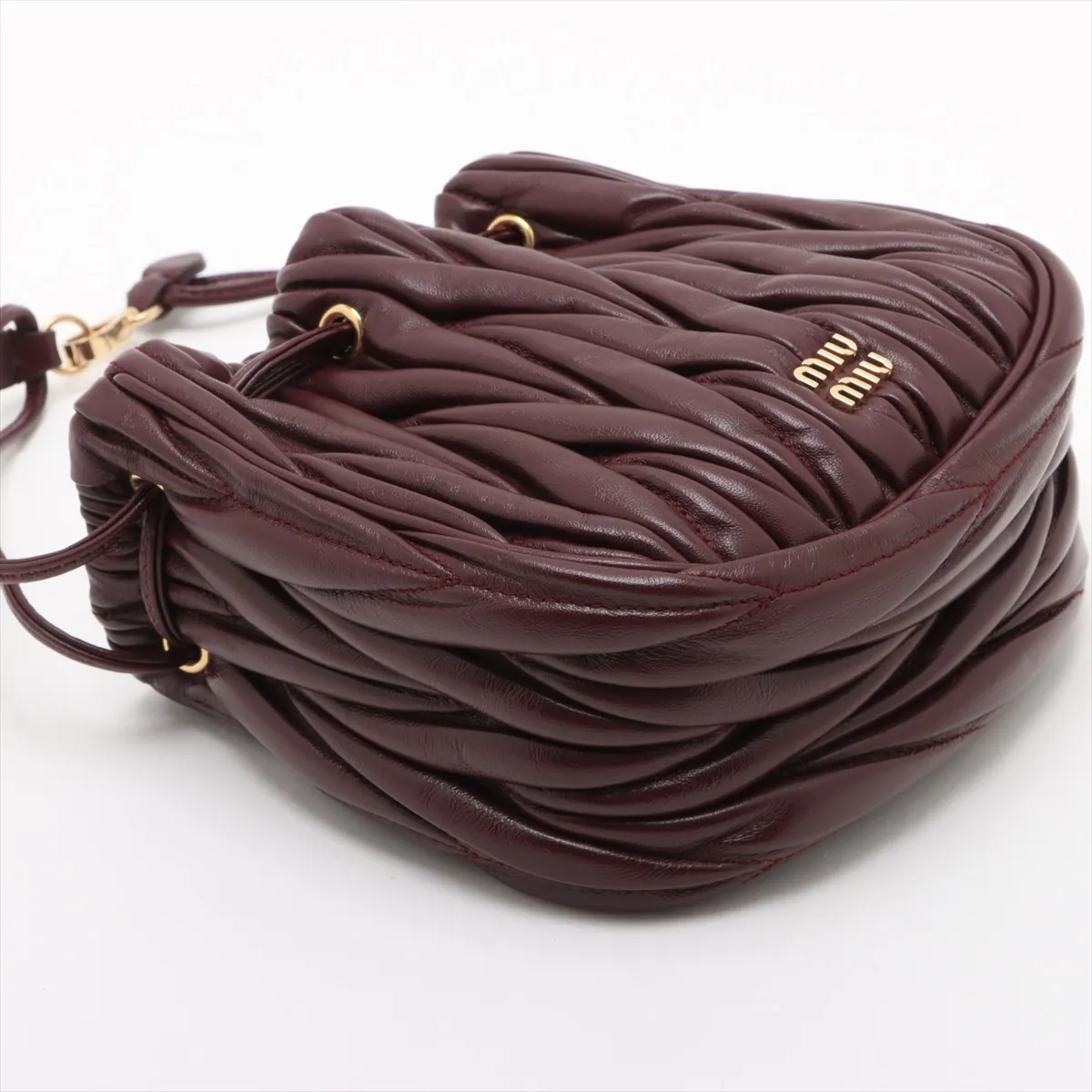 Matelasse Leather Handbag Bordeaux 5ND022 — view 4