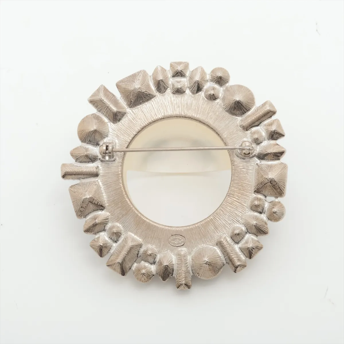 Smile B16K Brooch, GP x Rhinestone, Silver x Black, some wear and tarnishing. — view 2