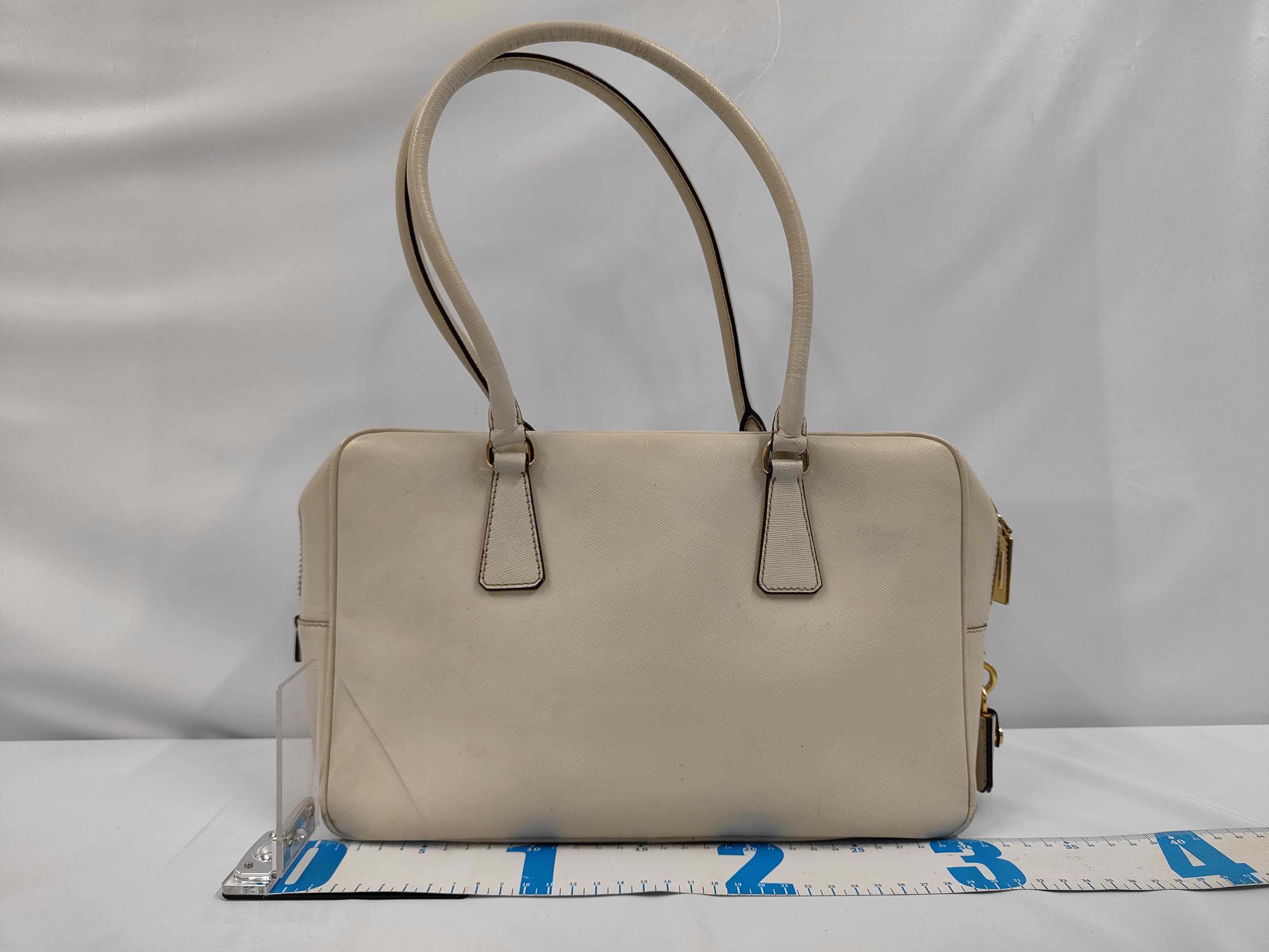 Saffiano Leather Handbag, Off-White Shoulder Bag — view 2