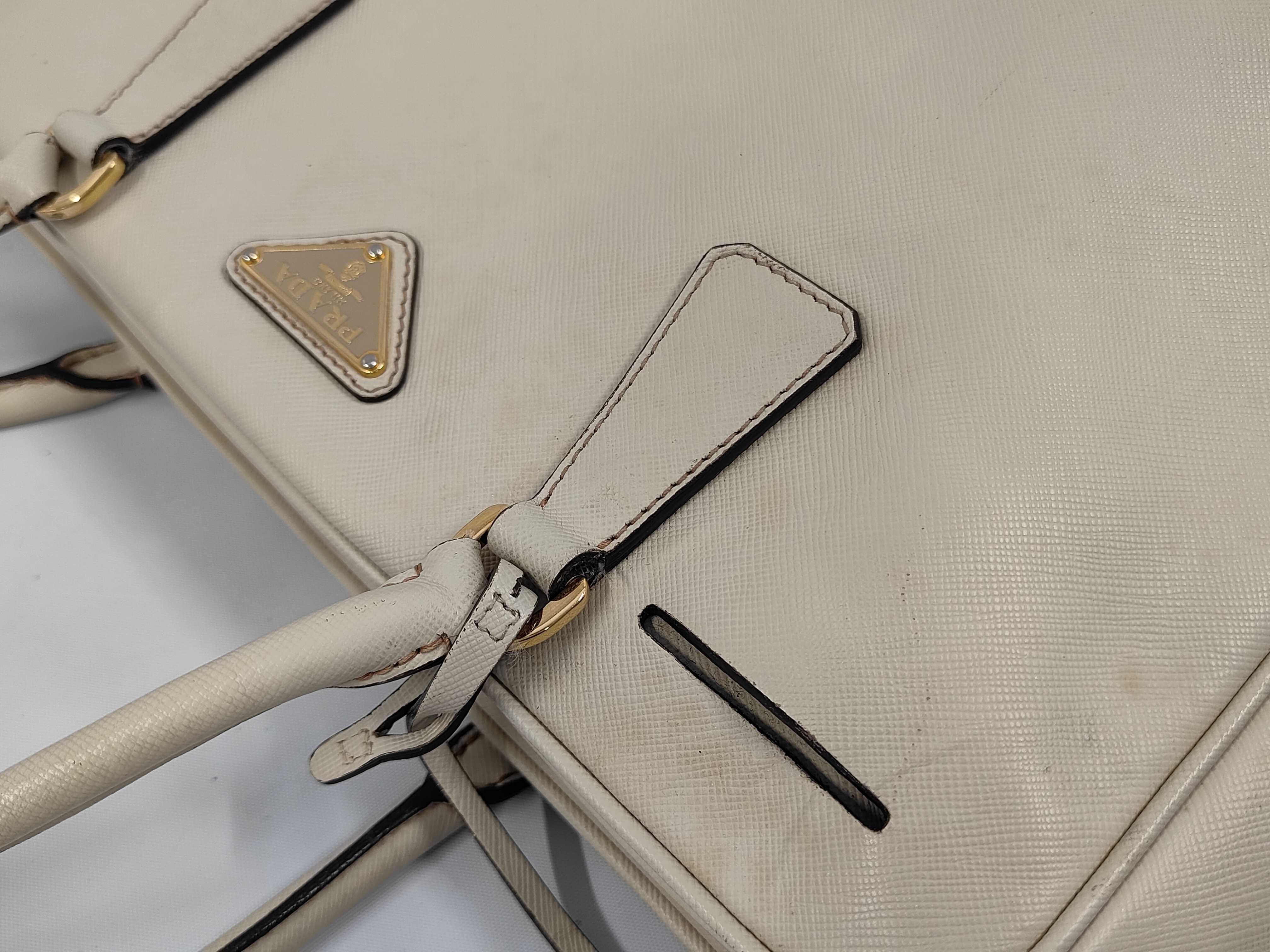 Saffiano Leather Handbag, Off-White Shoulder Bag — view 6