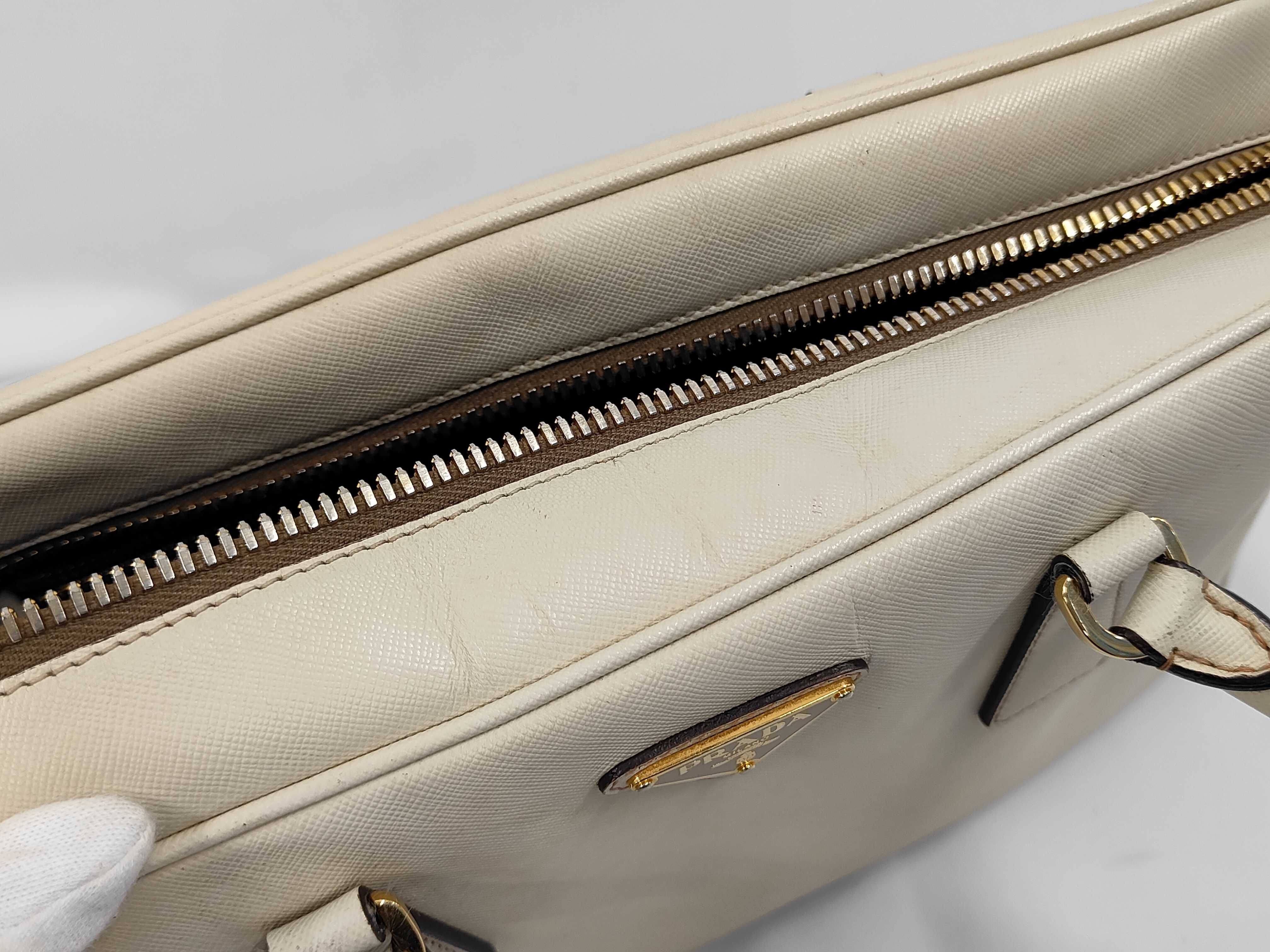 Saffiano Leather Handbag, Off-White Shoulder Bag — view 9