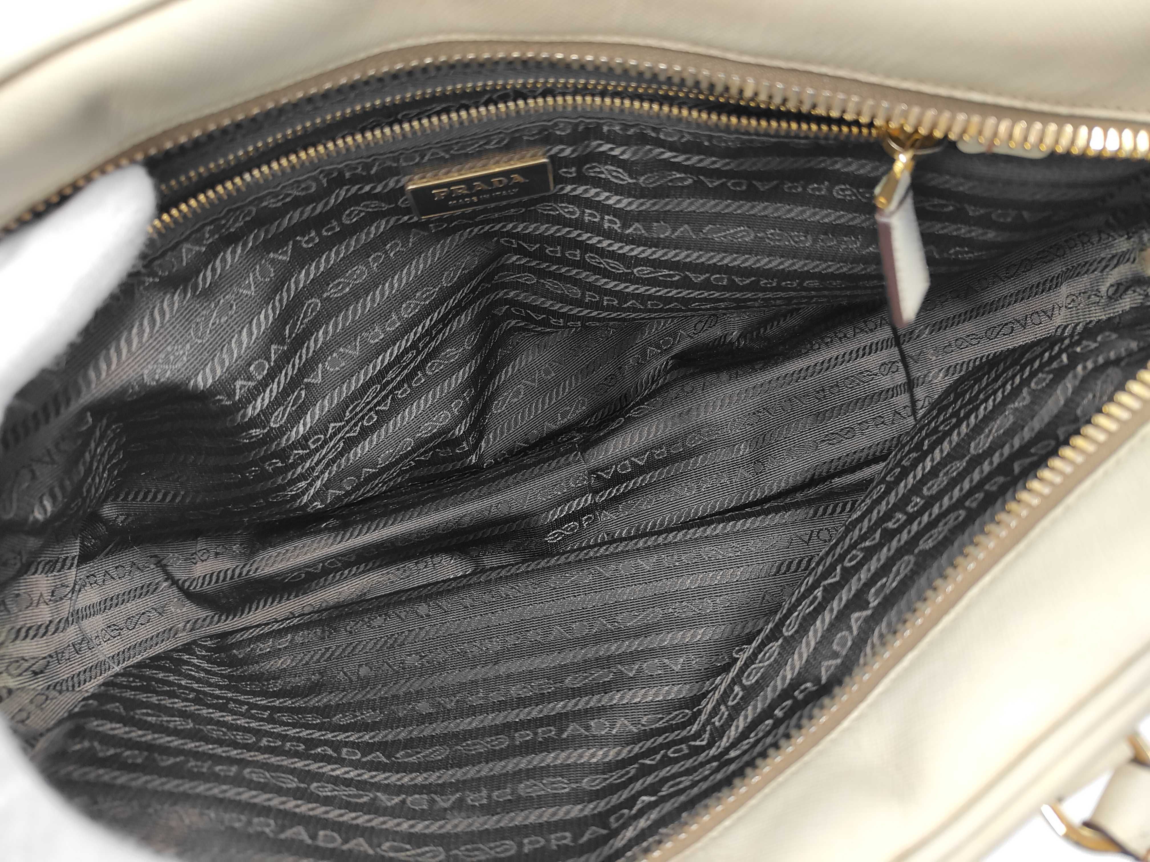 Saffiano Leather Handbag, Off-White Shoulder Bag — view 10