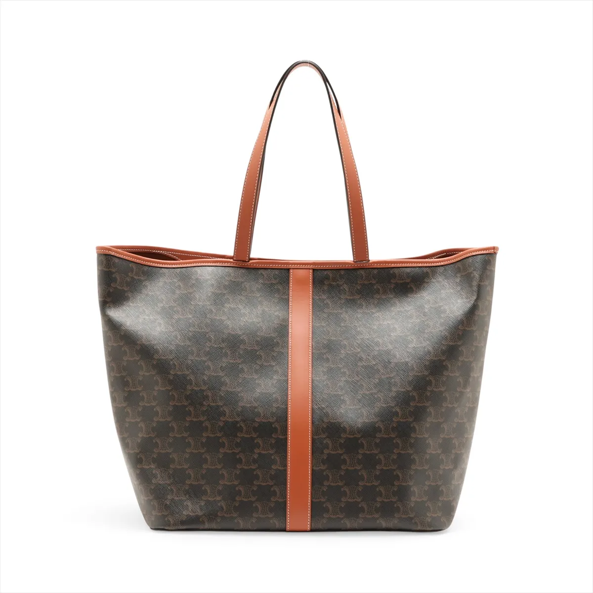 Triomphe Medium Cabas PVC x Leather Tote Bag, Black — view 2