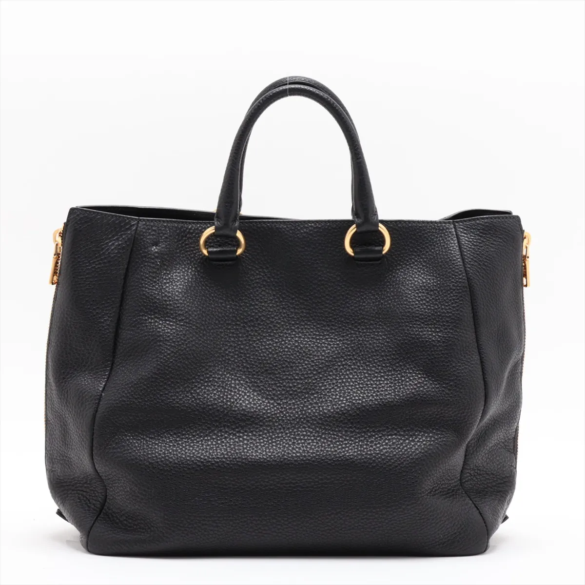 Vitello Daino Soft Leather 2-Way Tote Bag, Black — view 2