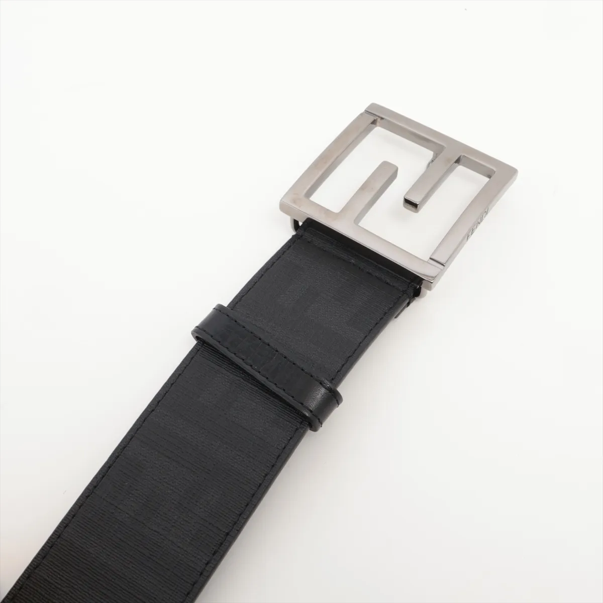 7C0183 Zucca Belt, size 85, Leather, Black. Shows signs of wear including — view 2