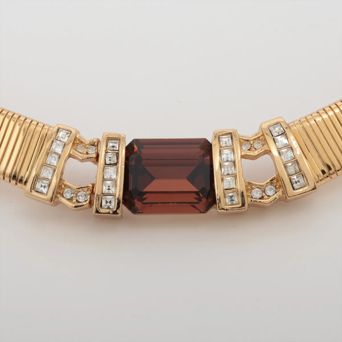 choker, gold plated with rhinestones. Shows signs of wear, including — view 2