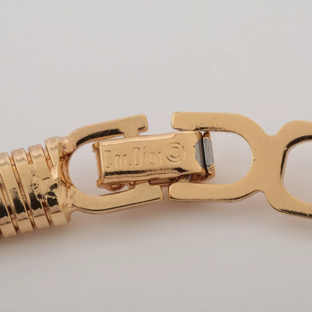 choker, gold plated with rhinestones. Shows signs of wear, including — view 5
