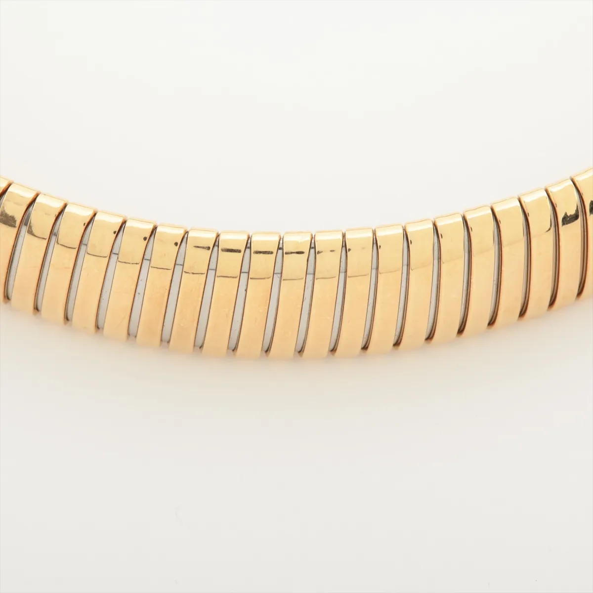 Tubogas Necklace, 750 (Yellow Gold) x Stainless Steel, 98.5g, slightly misshapen. — view 2