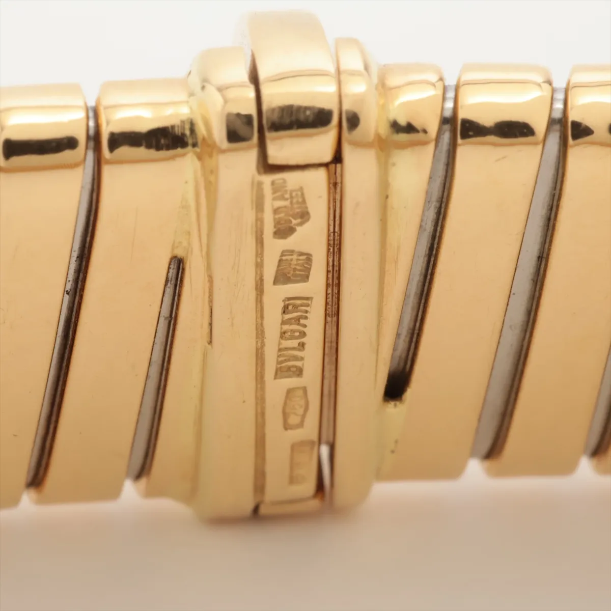 Tubogas Necklace, 750 (Yellow Gold) x Stainless Steel, 98.5g, slightly misshapen. — view 5