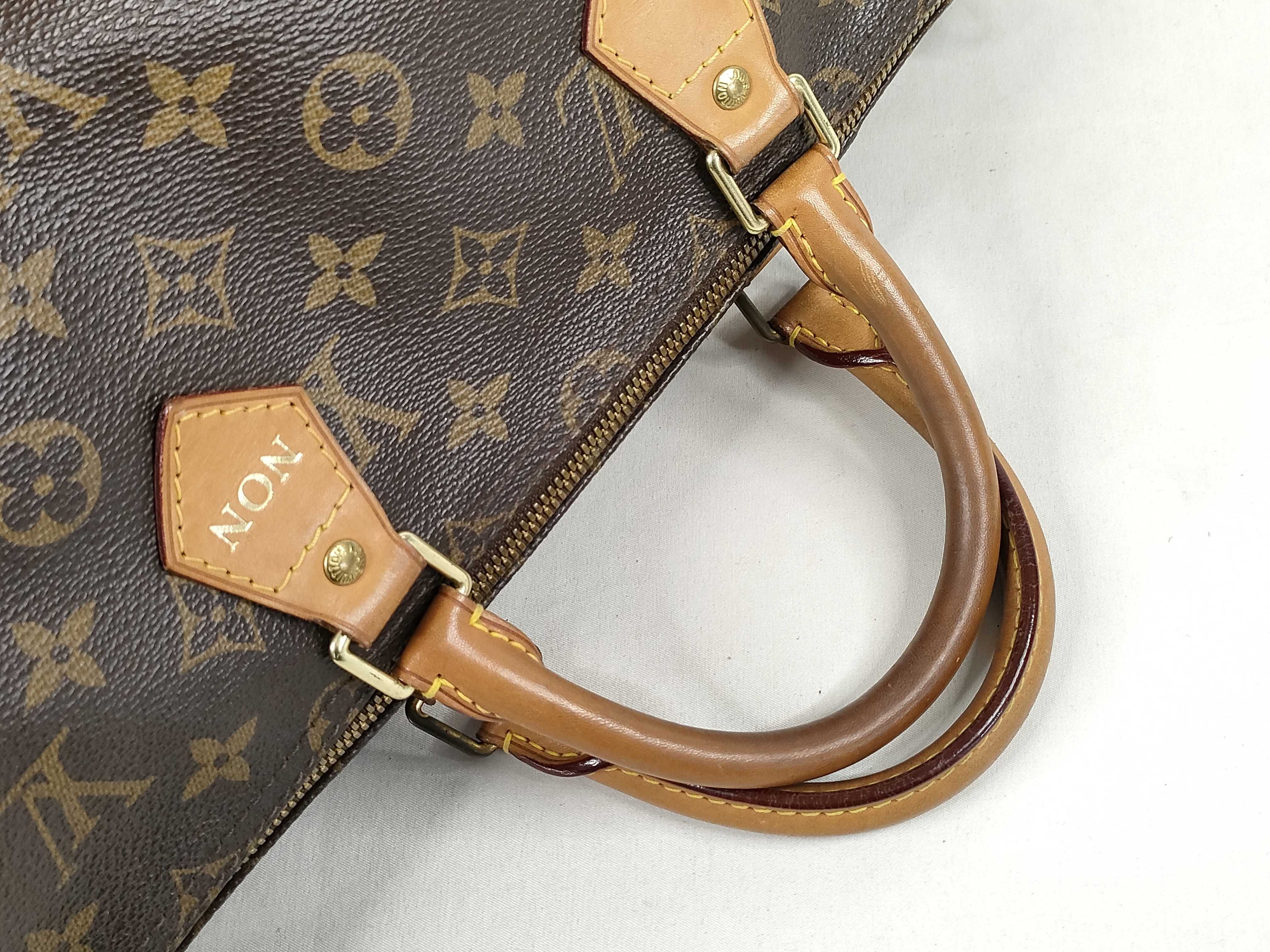 Monogram ID- Monogram Speedy Bandouliere 35 M40392 Brown Personal Engraving Handbag — view 3
