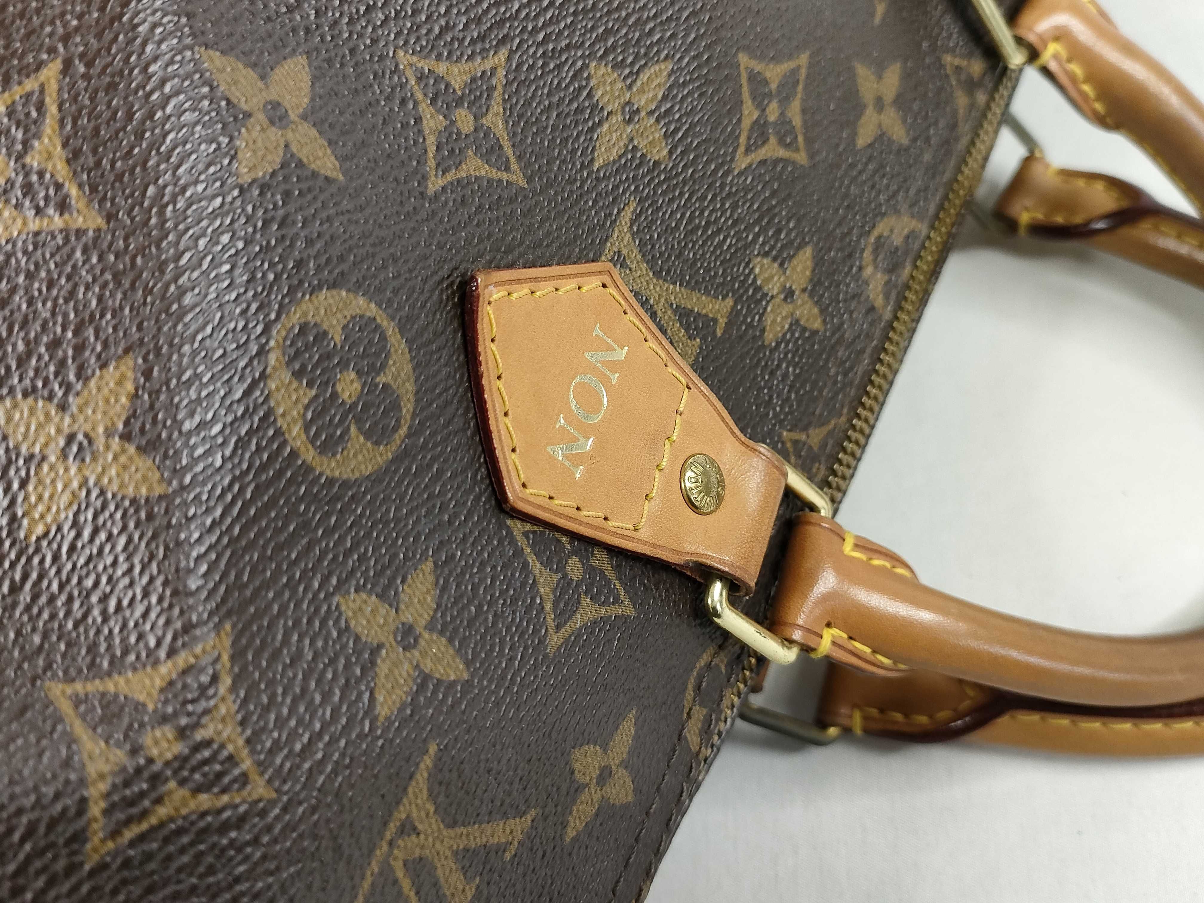 Monogram ID- Monogram Speedy Bandouliere 35 M40392 Brown Personal Engraving Handbag — view 5