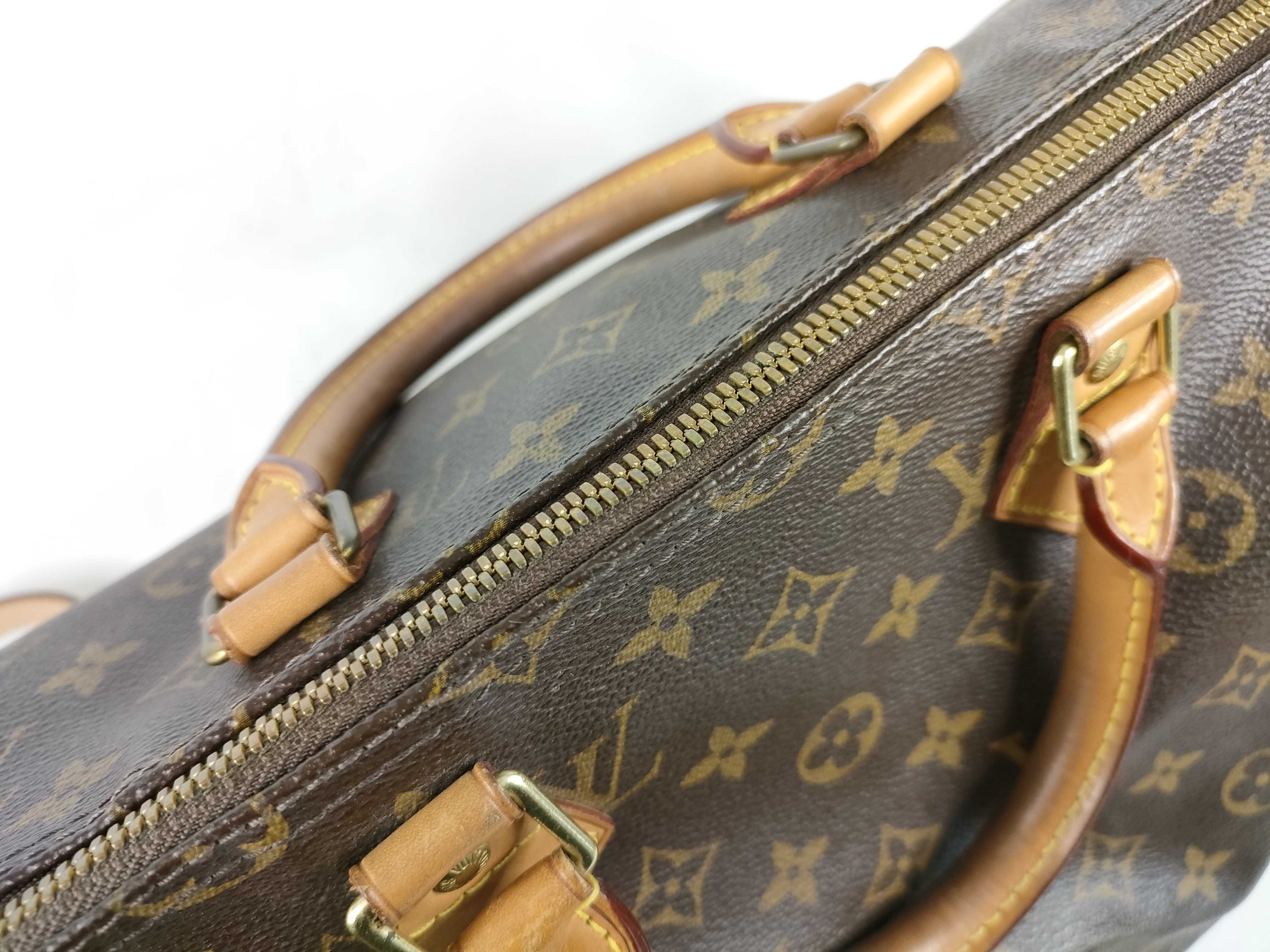 Monogram ID- Monogram Speedy Bandouliere 35 M40392 Brown Personal Engraving Handbag — view 9