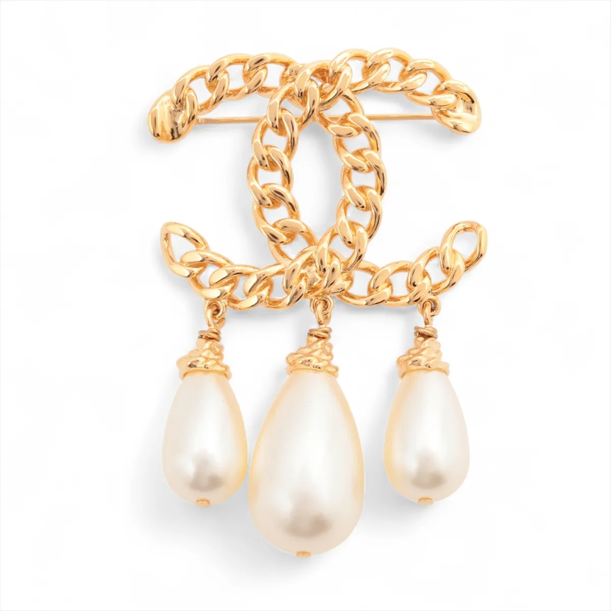 Coco Mark B20K Brooch, GP x Faux Pearl, Gold,