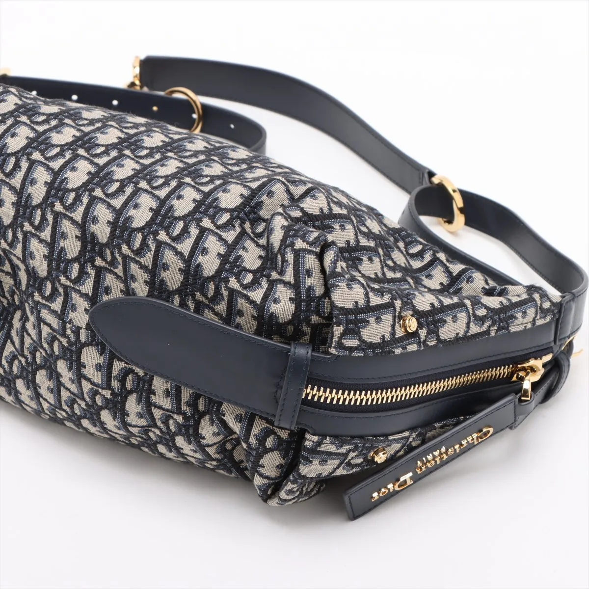 Oblique D-Journey Canvas x Leather Shoulder Bag Navy — view 3
