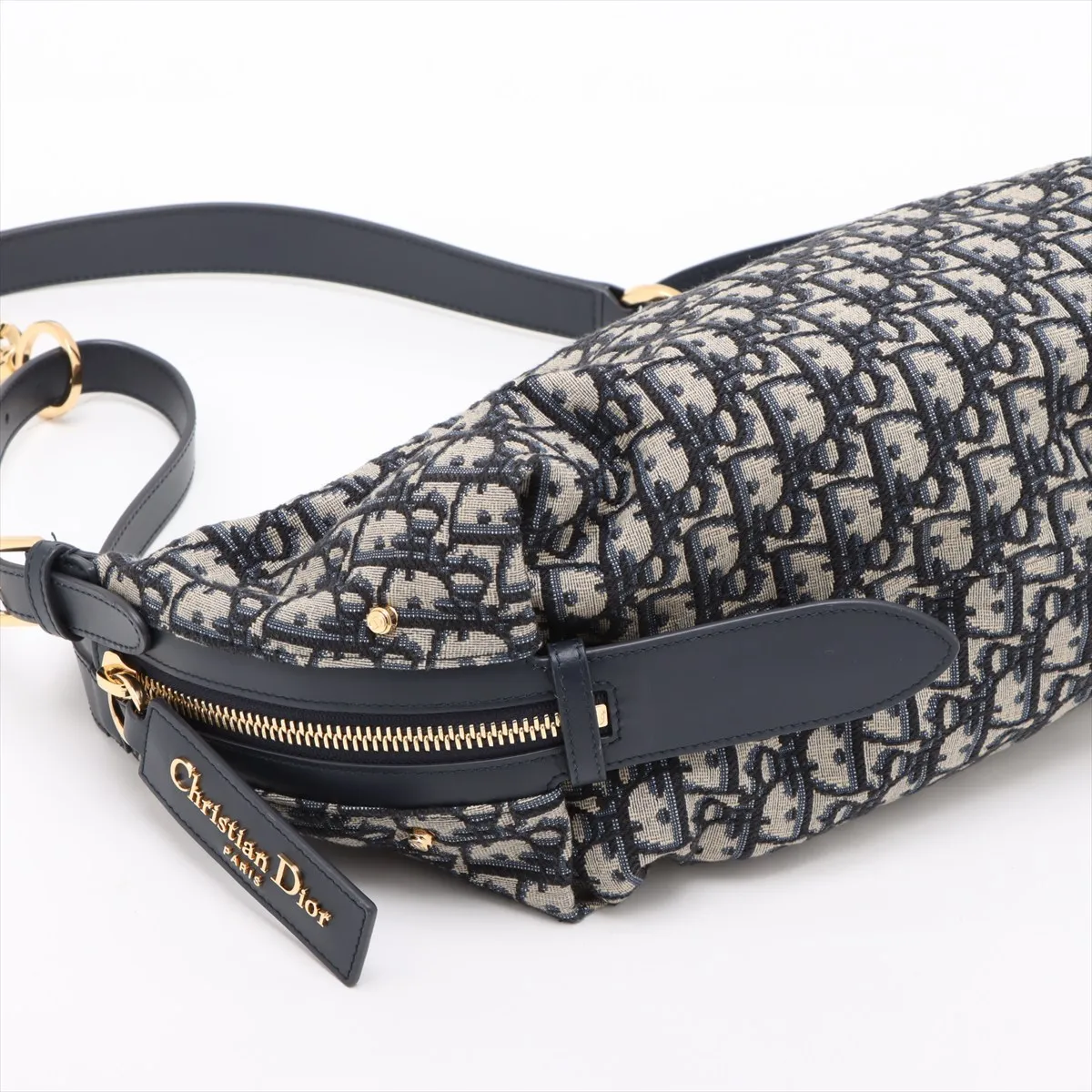 Oblique D-Journey Canvas x Leather Shoulder Bag Navy — view 4