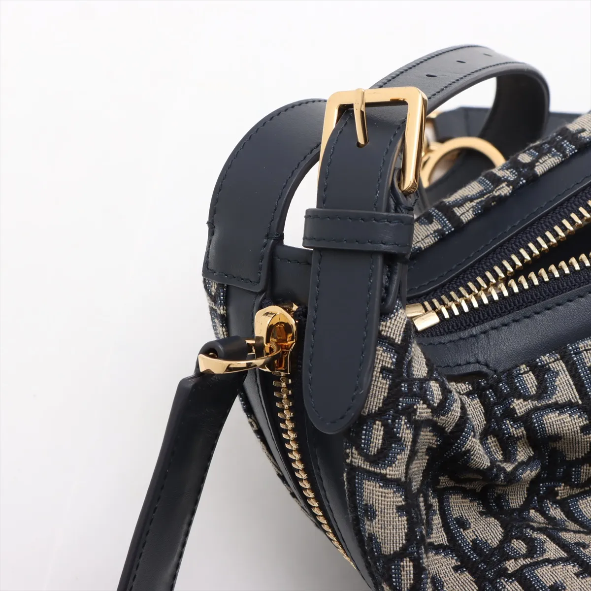 Oblique D-Journey Canvas x Leather Shoulder Bag Navy — view 10