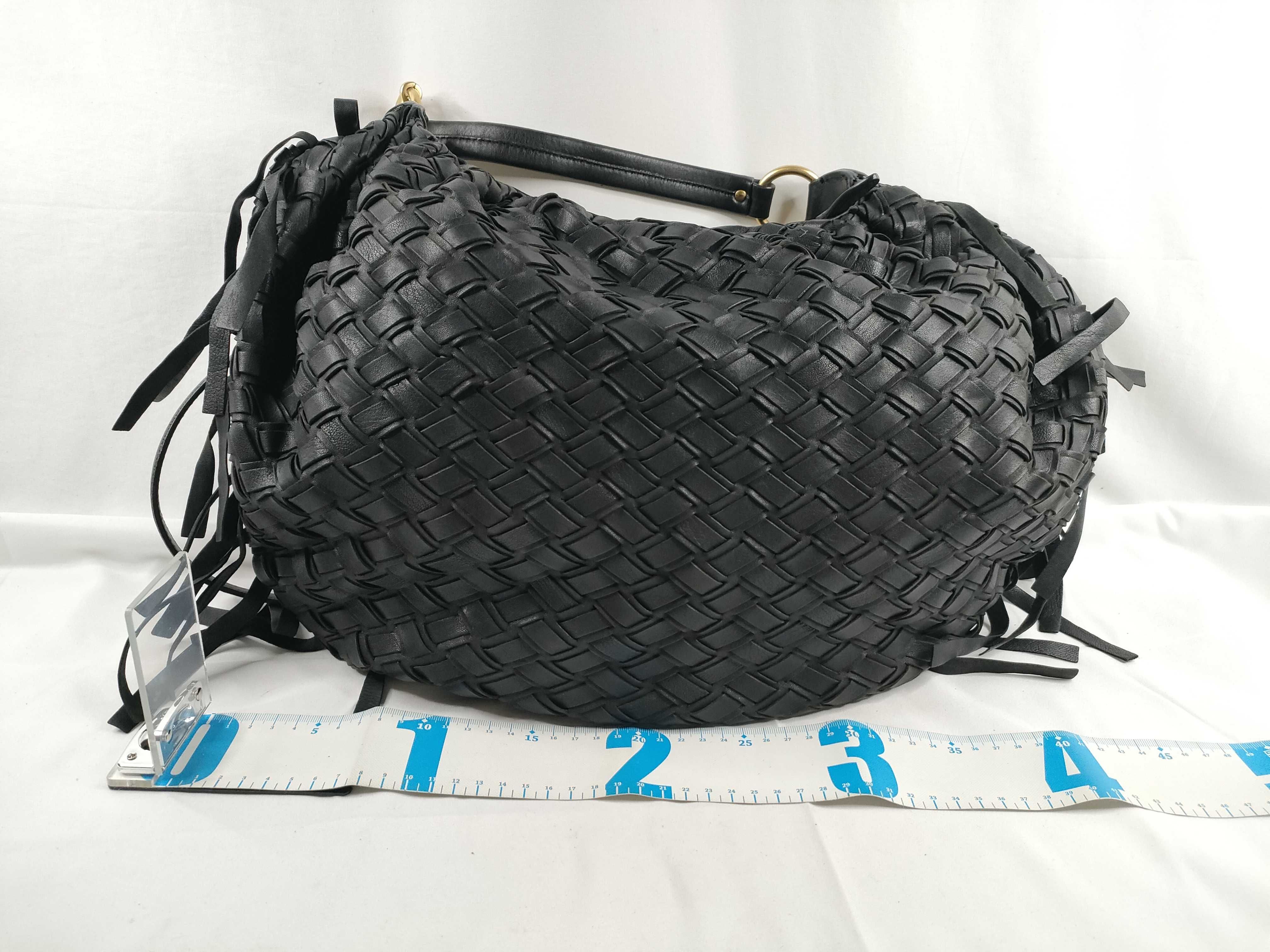 Intrecciato Leather 2-Way Shoulder Bag, Black, Serial Number — view 2