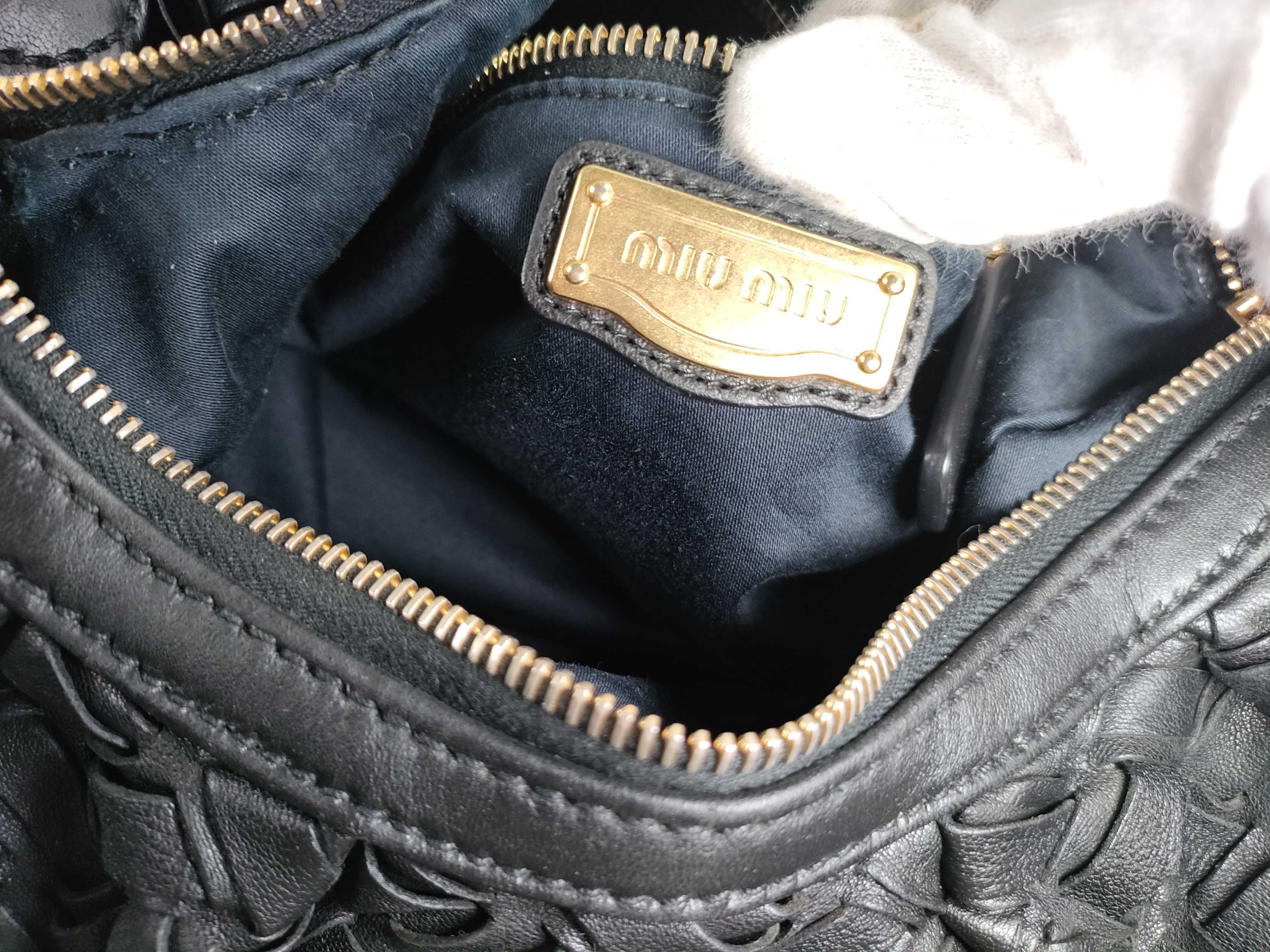 Intrecciato Leather 2-Way Shoulder Bag, Black, Serial Number — view 13