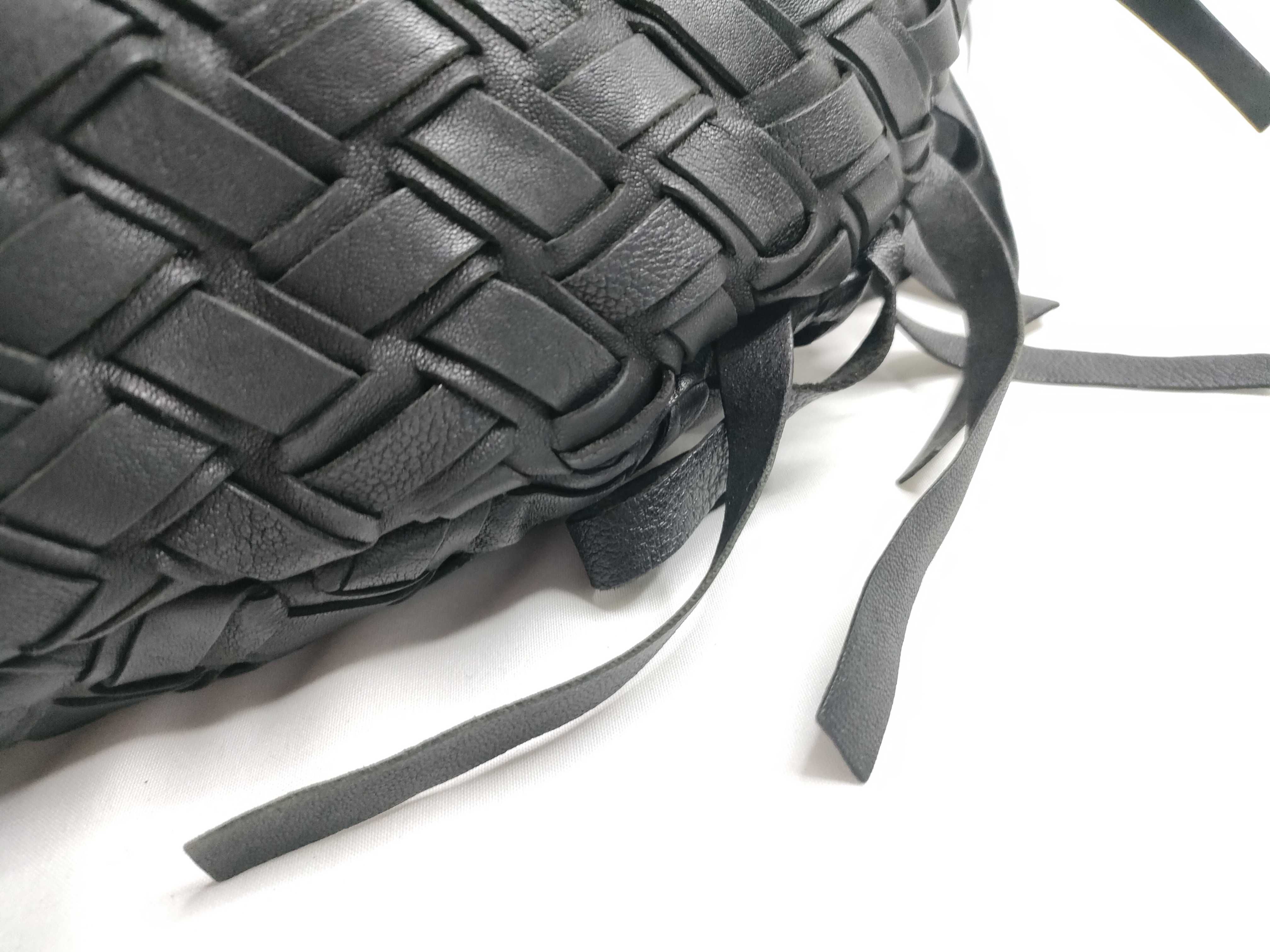 Intrecciato Leather 2-Way Shoulder Bag, Black, Serial Number — view 5