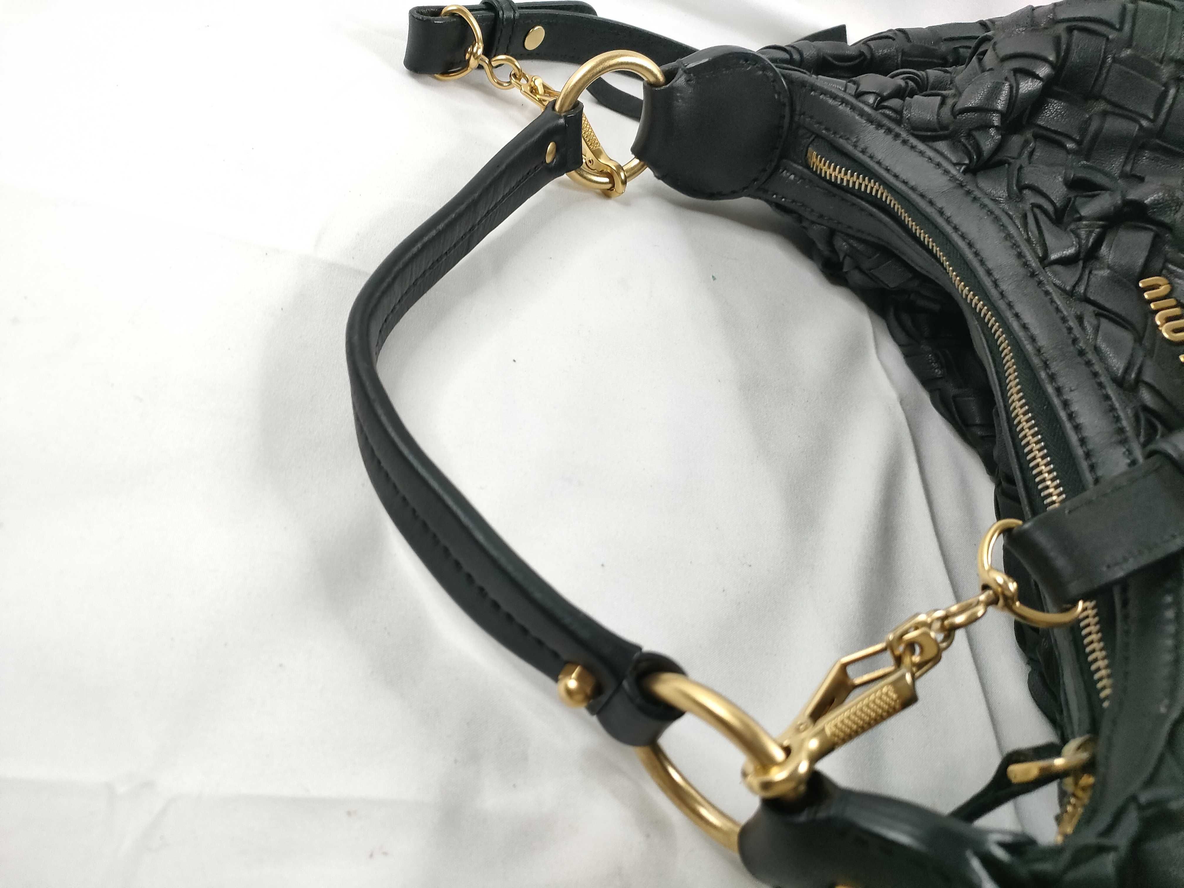 Intrecciato Leather 2-Way Shoulder Bag, Black, Serial Number — view 6