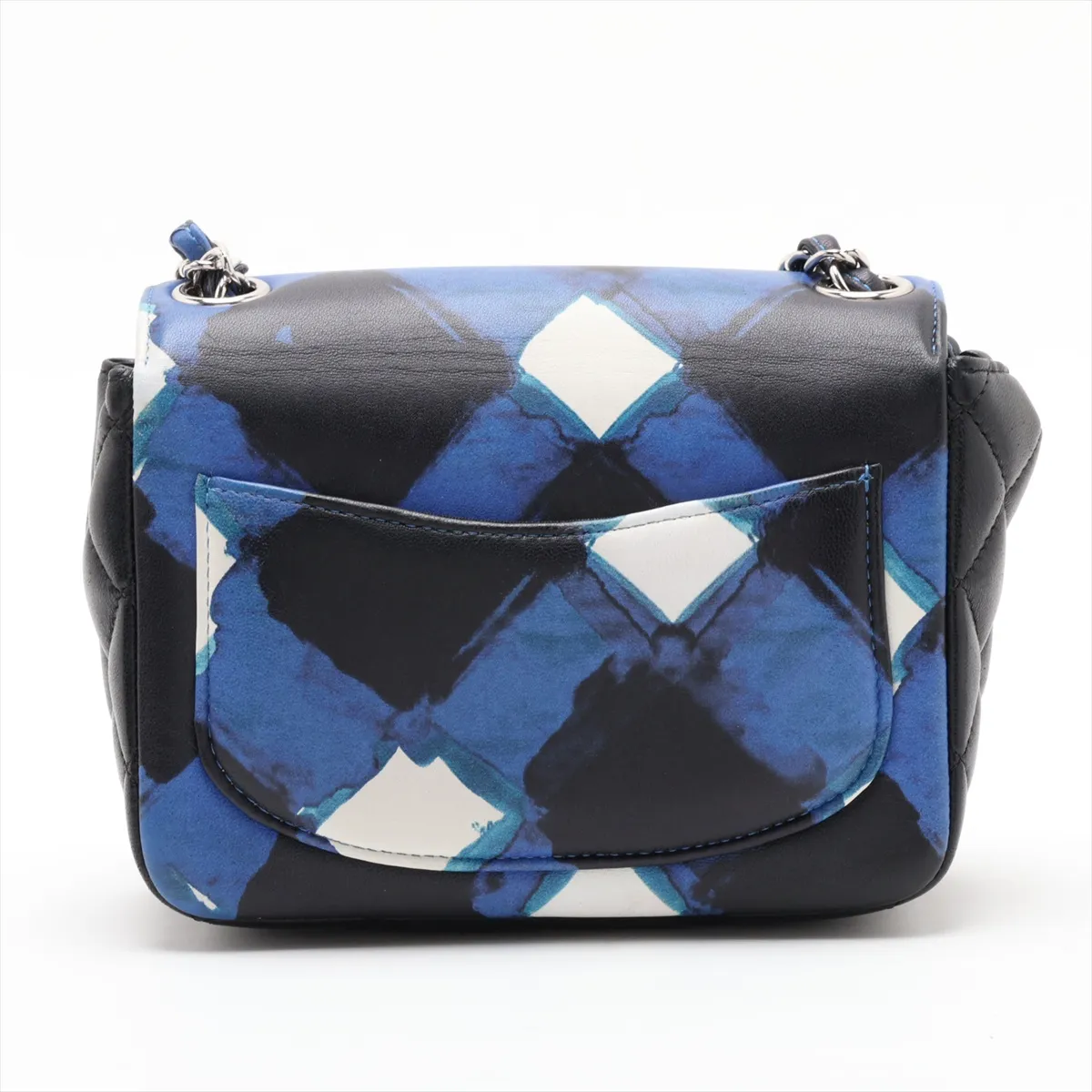 Airline Lambskin Single Flap Single Chain Bag, Blue x Black, Silver Hardware, 22624521, Serial Number 22 — view 2