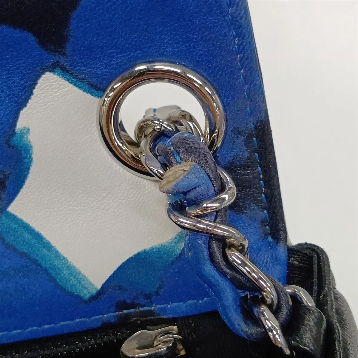 Airline Lambskin Single Flap Single Chain Bag, Blue x Black, Silver Hardware, 22624521, Serial Number 22 — view 12