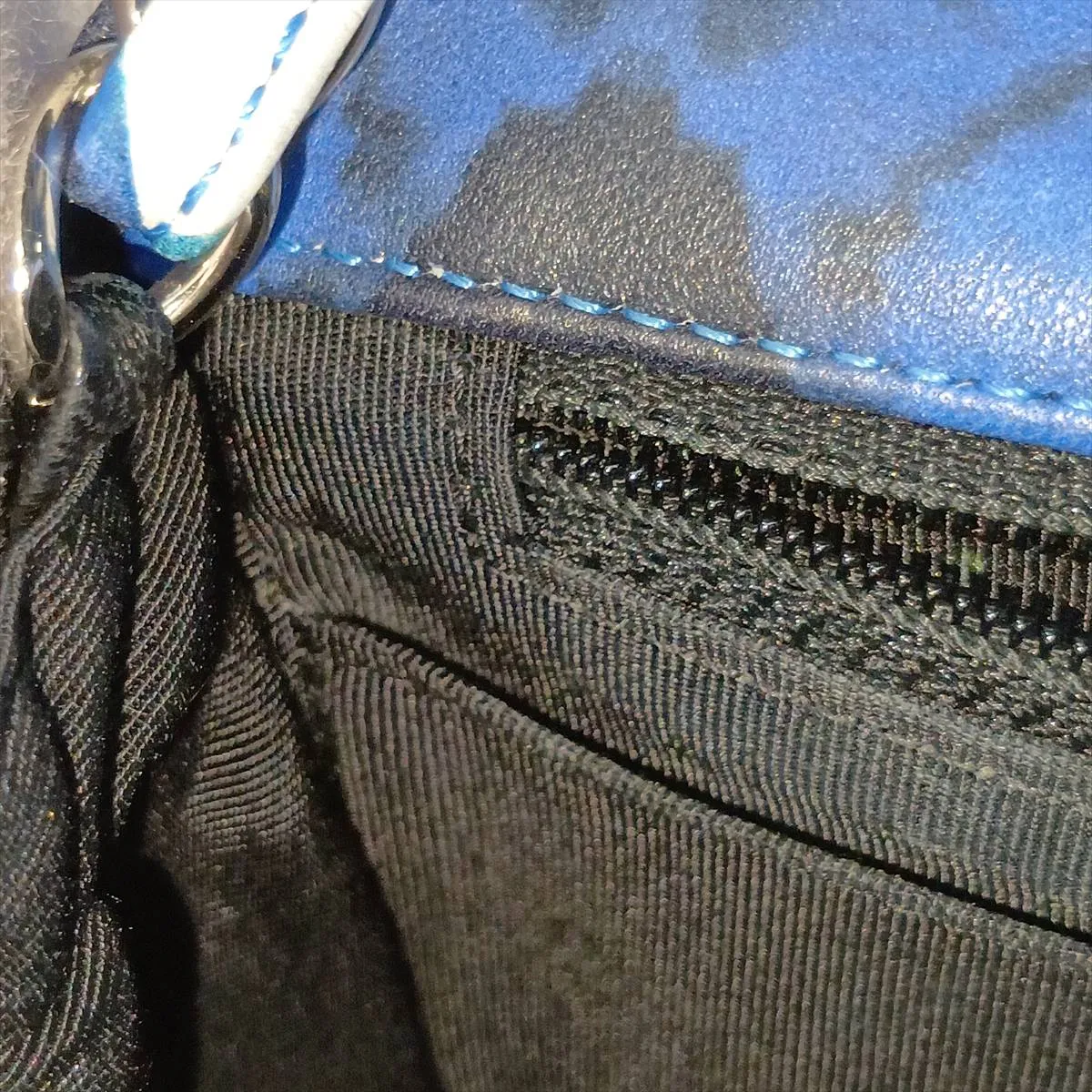 Airline Lambskin Single Flap Single Chain Bag, Blue x Black, Silver Hardware, 22624521, Serial Number 22 — view 13