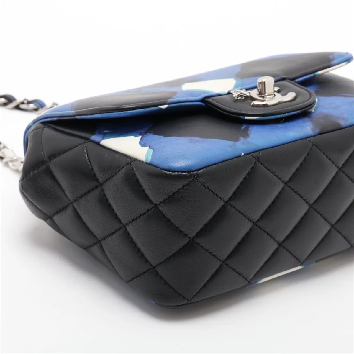 Airline Lambskin Single Flap Single Chain Bag, Blue x Black, Silver Hardware, 22624521, Serial Number 22 — view 4