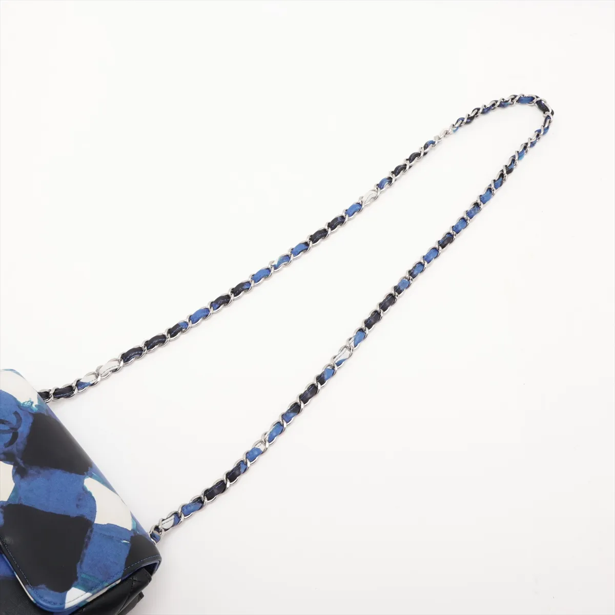 Airline Lambskin Single Flap Single Chain Bag, Blue x Black, Silver Hardware, 22624521, Serial Number 22 — view 5
