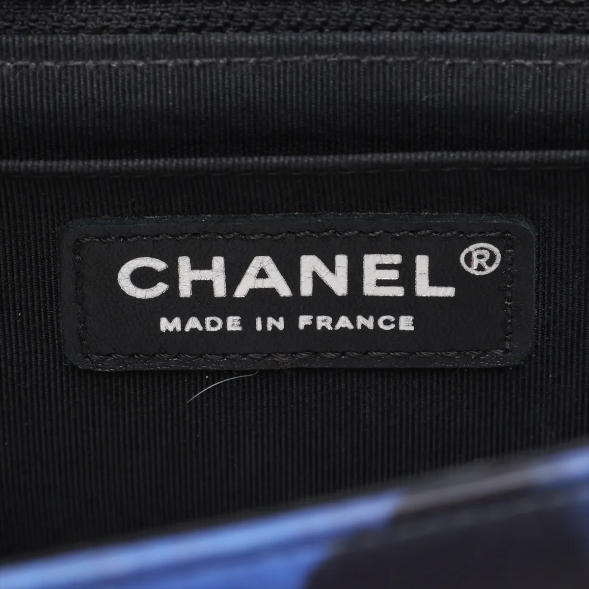 Airline Lambskin Single Flap Single Chain Bag, Blue x Black, Silver Hardware, 22624521, Serial Number 22 — view 10