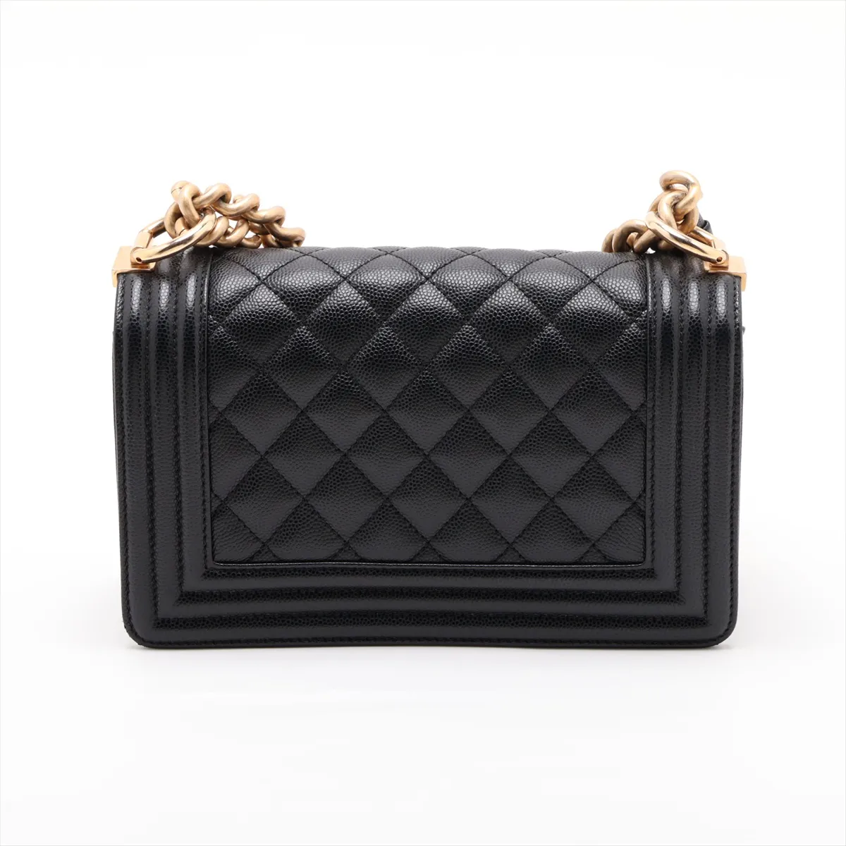 Boy Chanel 20 Small Caviar Skin Chain Shoulder Bag, Black with Gold Hardware, HX83PHJ0, Random Plate, A67085 — view 2