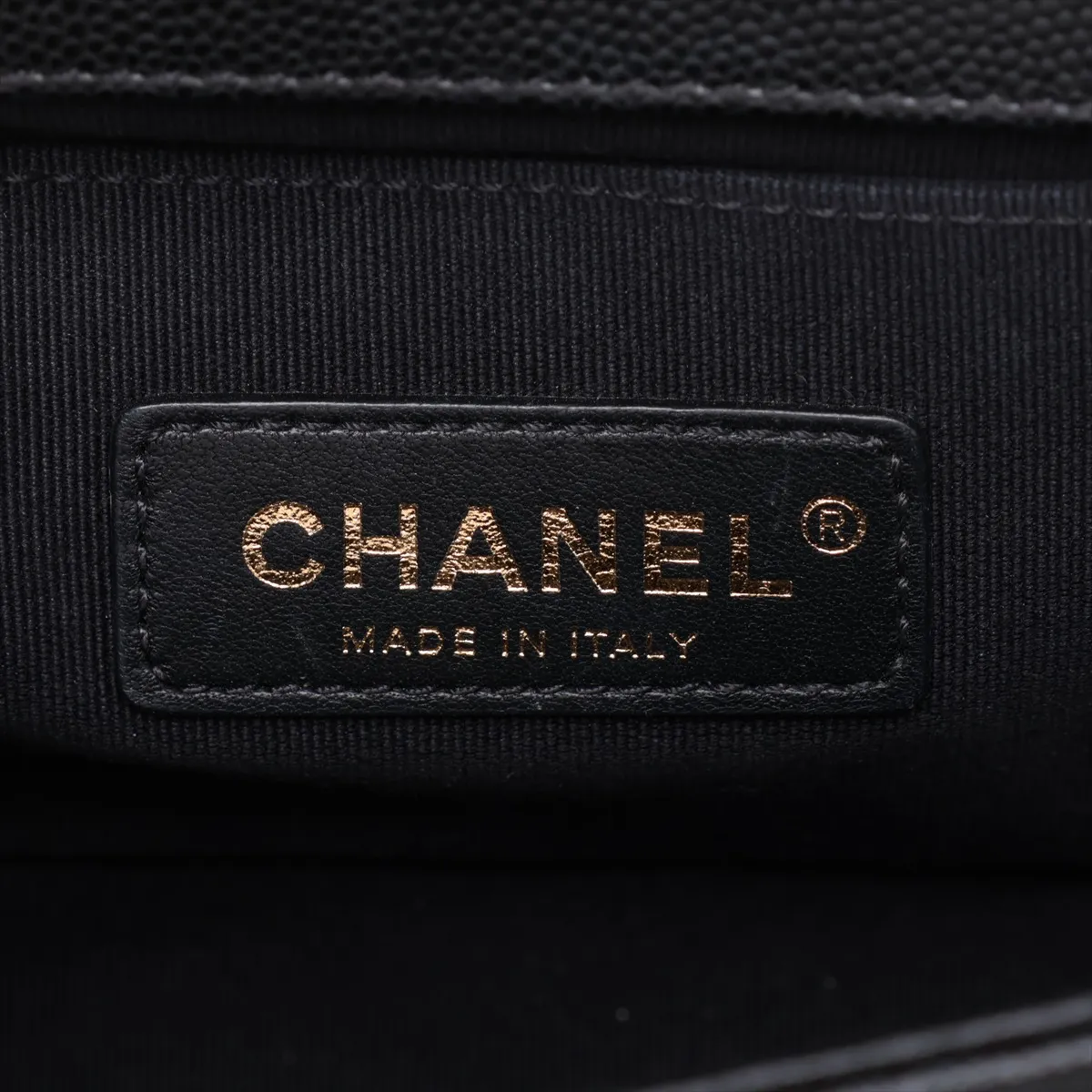 Boy Chanel 20 Small Caviar Skin Chain Shoulder Bag, Black with Gold Hardware, HX83PHJ0, Random Plate, A67085 — view 8