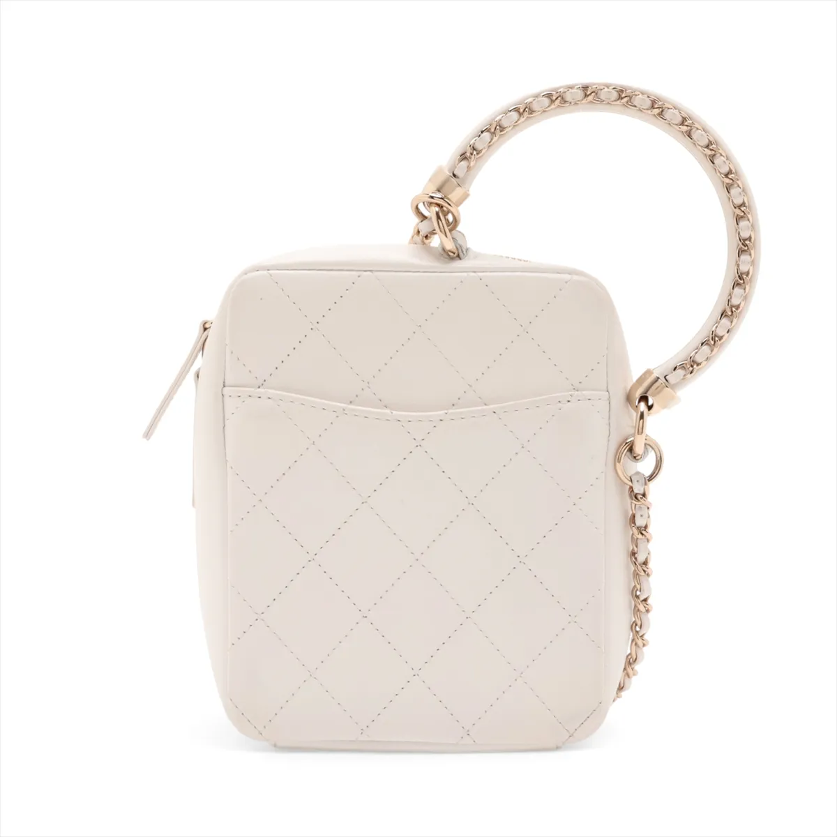 Matelassé Lambskin 2-Way Shoulder Bag, White with Gold Hardware, 30072824 (Serial Number in the 30s) — view 2