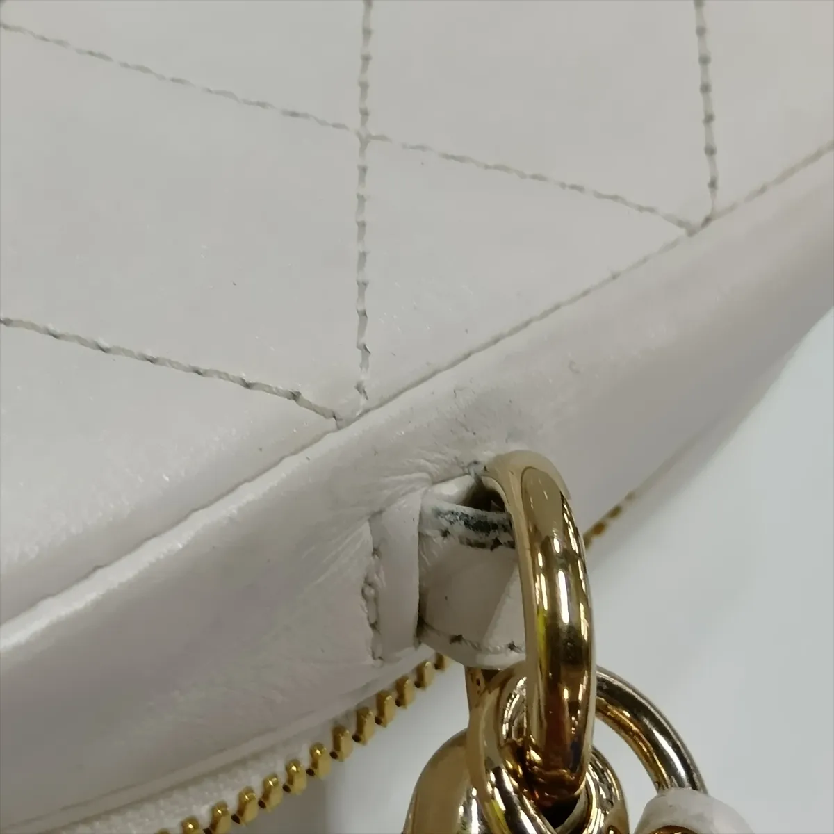 Matelassé Lambskin 2-Way Shoulder Bag, White with Gold Hardware, 30072824 (Serial Number in the 30s) — view 14