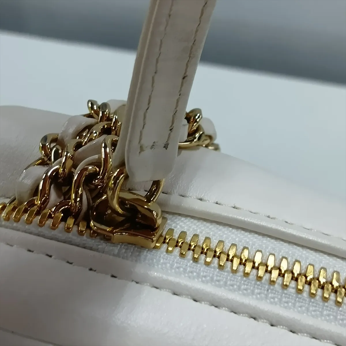 Matelassé Lambskin 2-Way Shoulder Bag, White with Gold Hardware, 30072824 (Serial Number in the 30s) — view 15