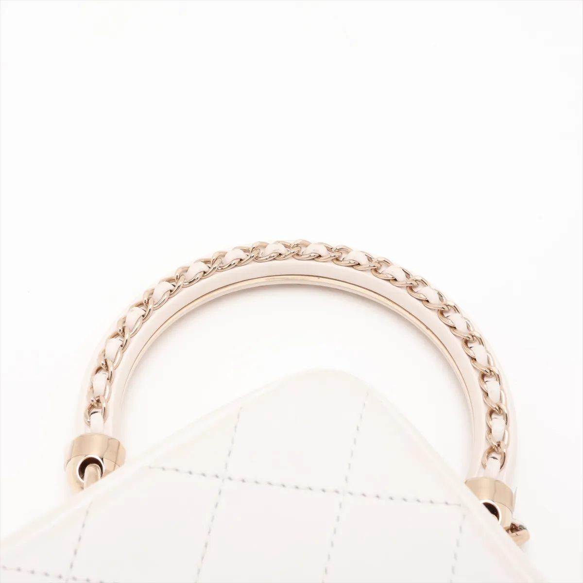 Matelassé Lambskin 2-Way Shoulder Bag, White with Gold Hardware, 30072824 (Serial Number in the 30s) — view 6