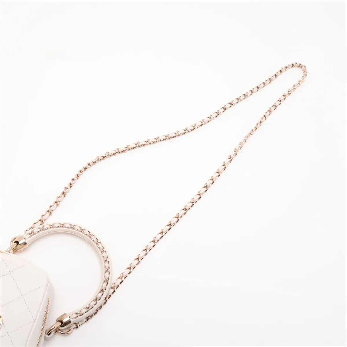 Matelassé Lambskin 2-Way Shoulder Bag, White with Gold Hardware, 30072824 (Serial Number in the 30s) — view 7