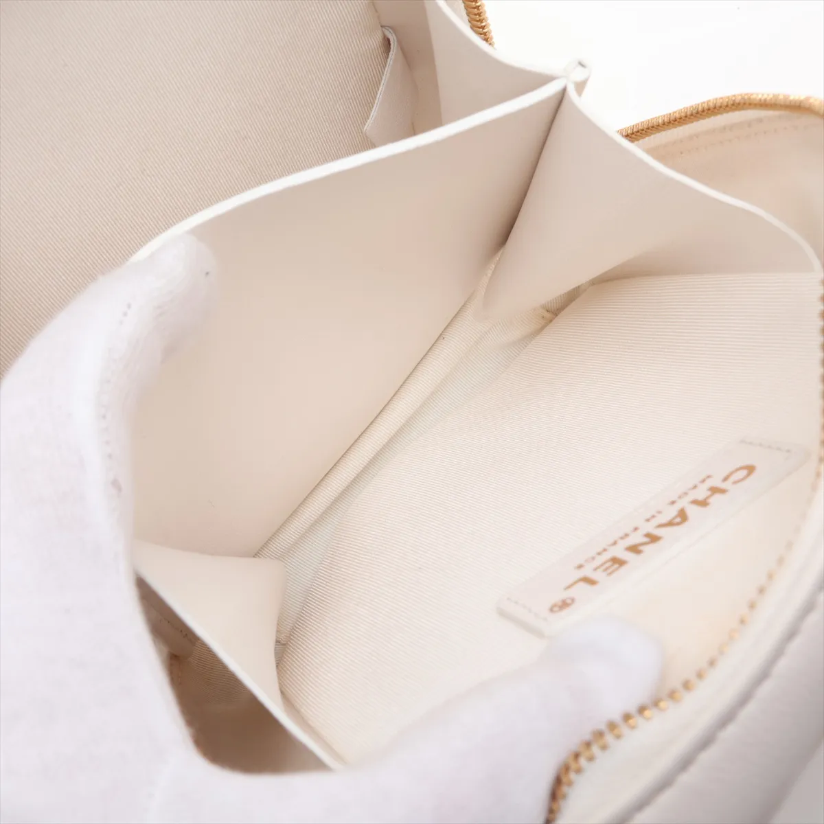 Matelassé Lambskin 2-Way Shoulder Bag, White with Gold Hardware, 30072824 (Serial Number in the 30s) — view 9
