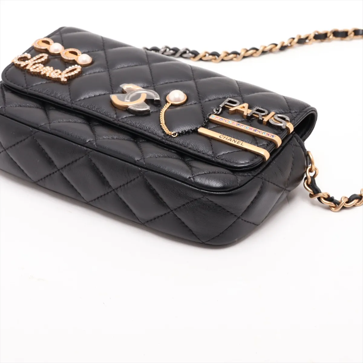[Individually packaged] Chanel Matelassé Lambskin Chain Shoulder Bag, Black with Gold and Gunmetal Hardware, 31713141, Series 31 — view 3